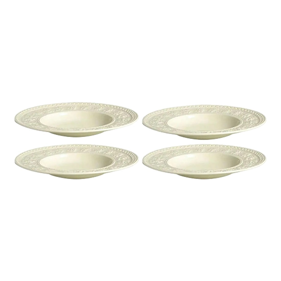 Wedgwood China Wellesley Pattern Rim Soup Bowl - Set of 4: Wedgwood Wellesley pattern rim soup bowls, set of 4, discontinued, made in England, slightly off white, like new condition Condition: Alterations: Original Condition Unaltered Imperfections: Some Impe
