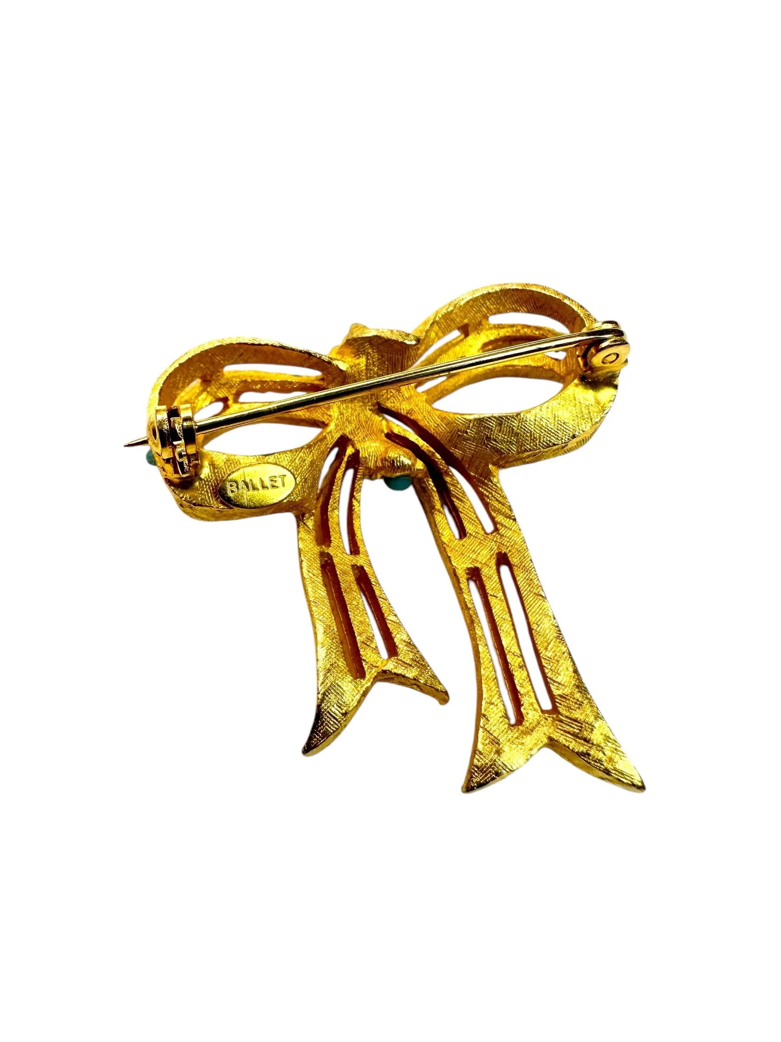 Vintage Jewelry Set by Ballet Jewels Gold Tone Faux Turquoise Brooch Earrings - 3 Pieces - 5