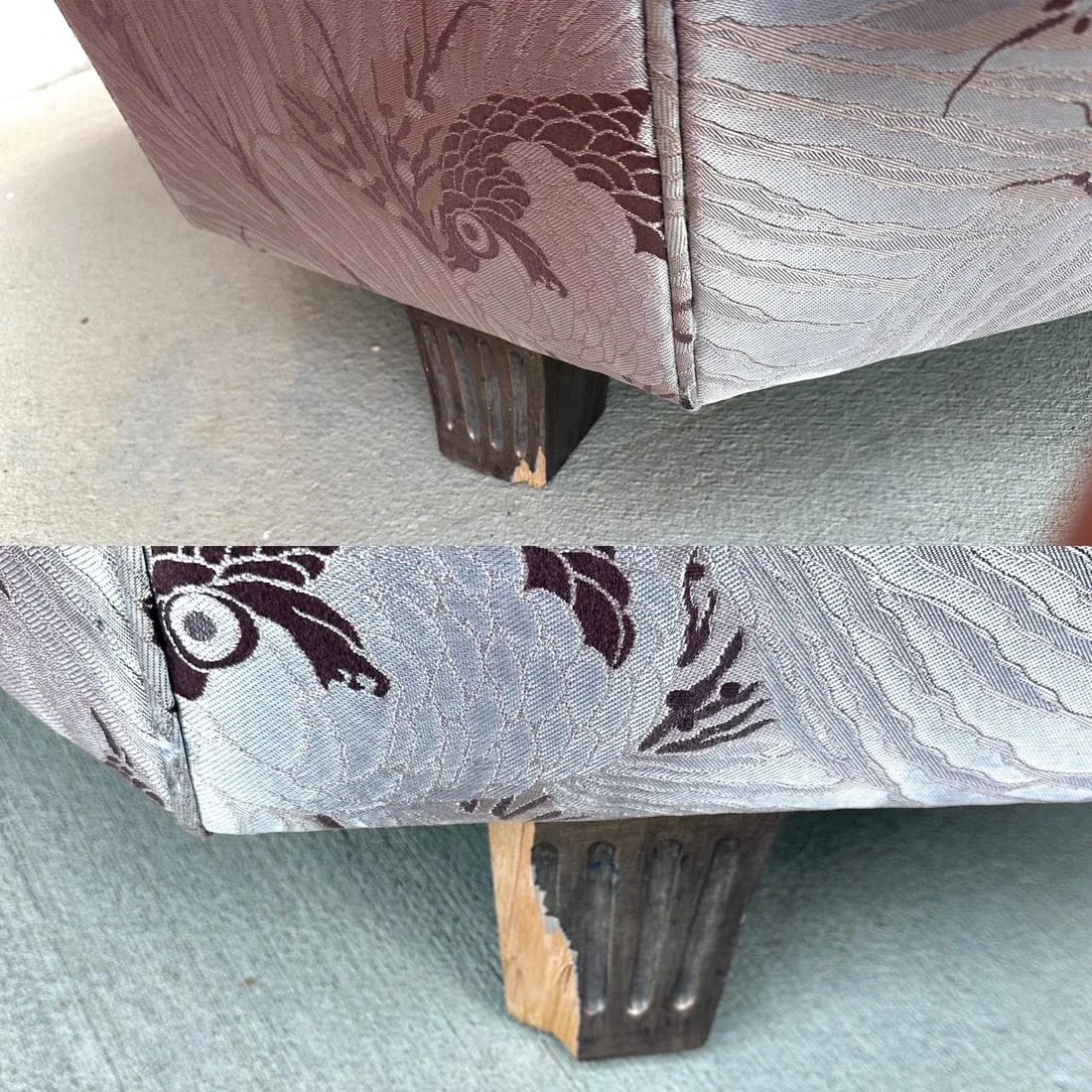 Vintage Pair of Scalamandre Silk Damask Club Chairs - 11