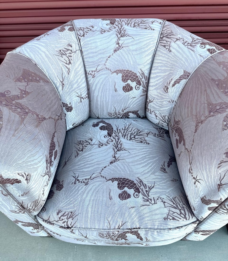 Vintage Pair of Scalamandre Silk Damask Club Chairs - 4