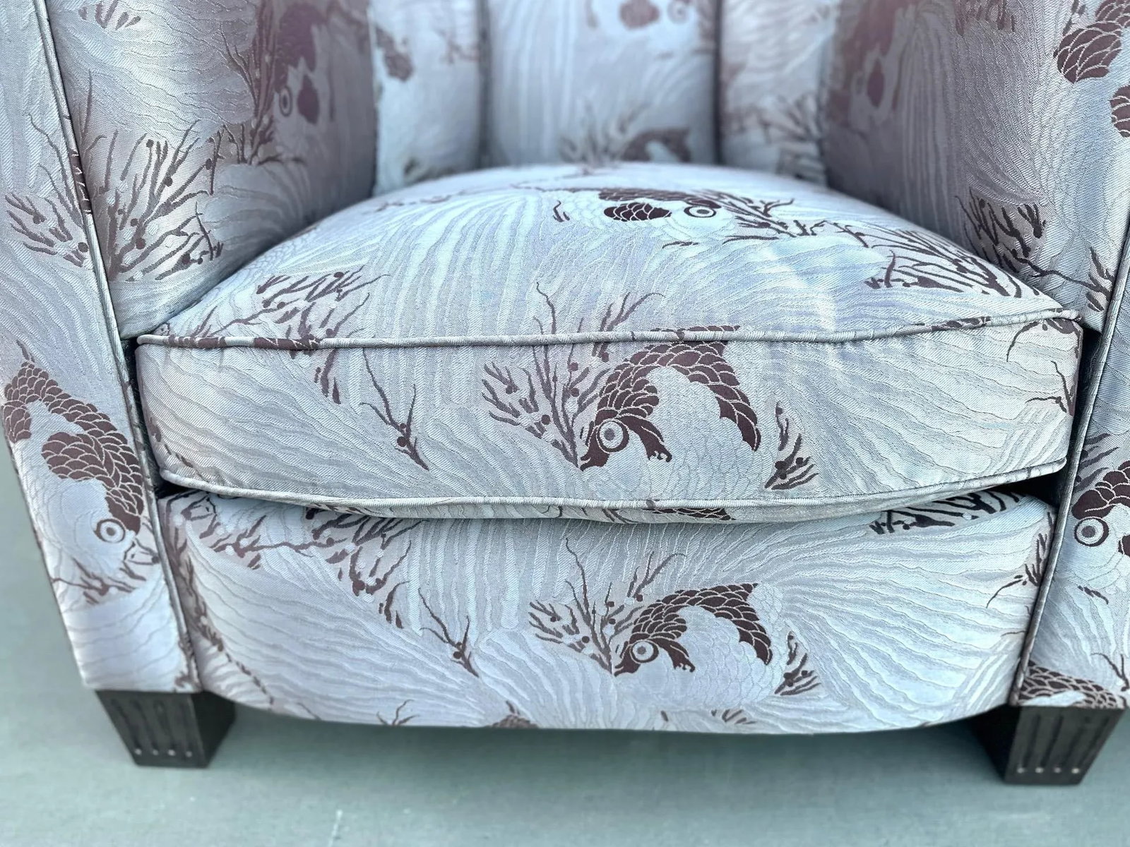 Vintage Pair of Scalamandre Silk Damask Club Chairs - 6