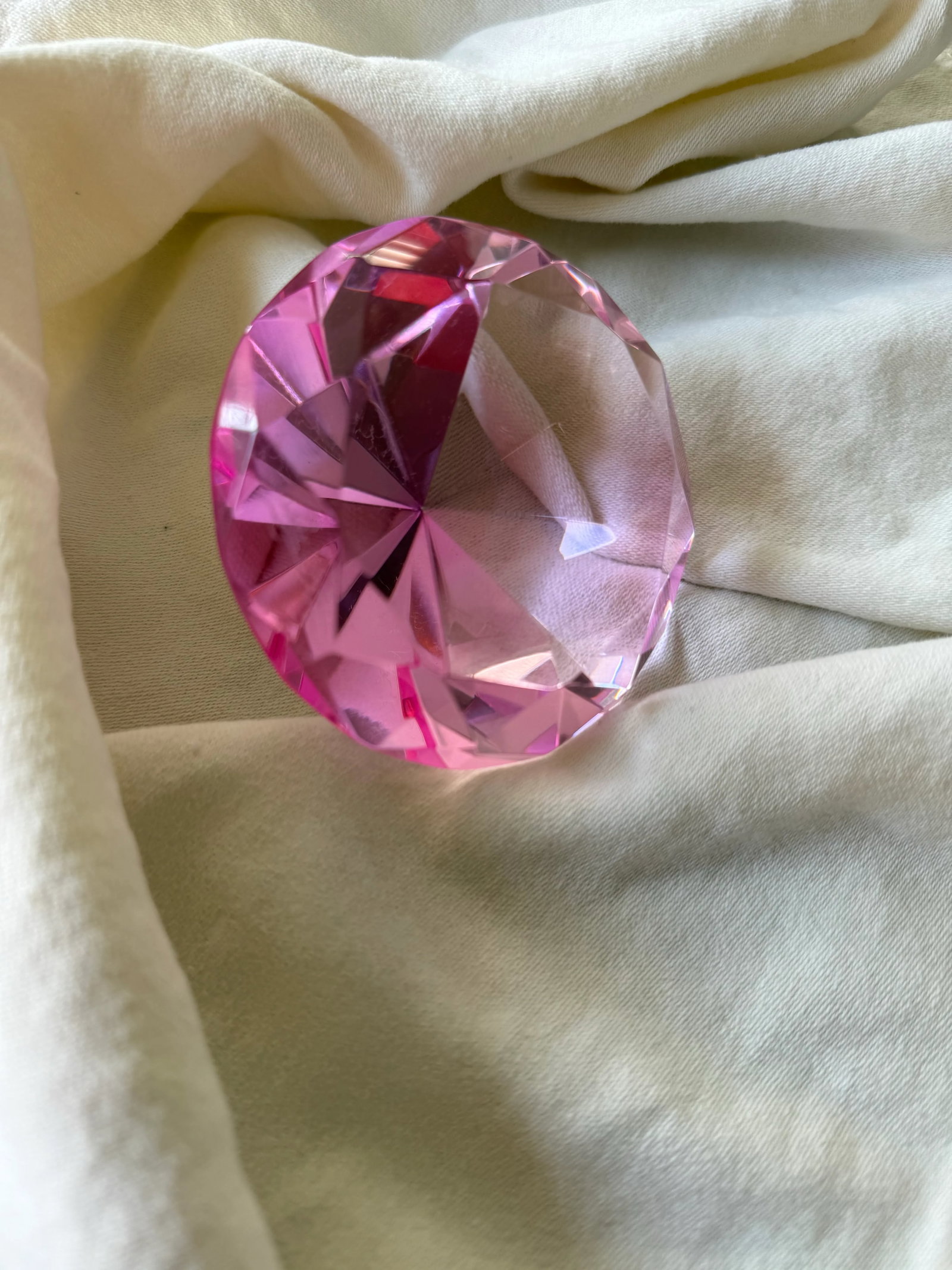 Oleg Cassini Pink Diamond Crystal Paperweight - 12