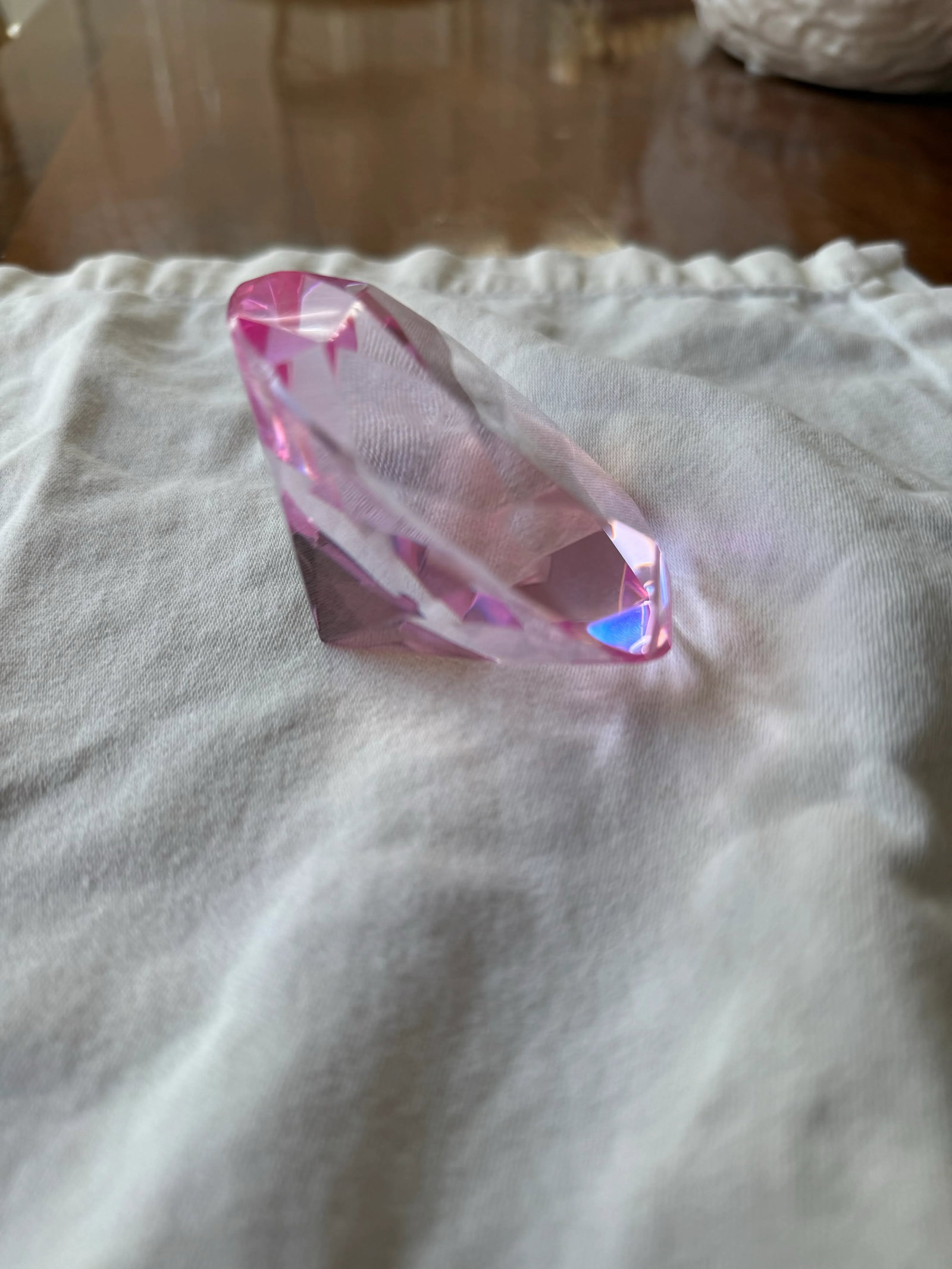 Oleg Cassini Pink Diamond Crystal Paperweight - 2