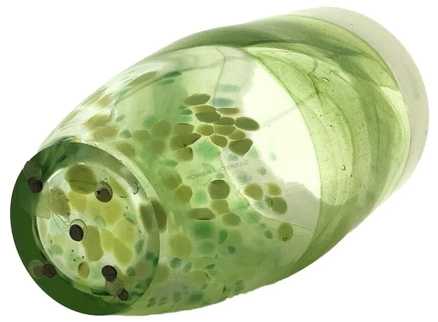 Signed Studio Art Glass Vase - Lime Green - 2