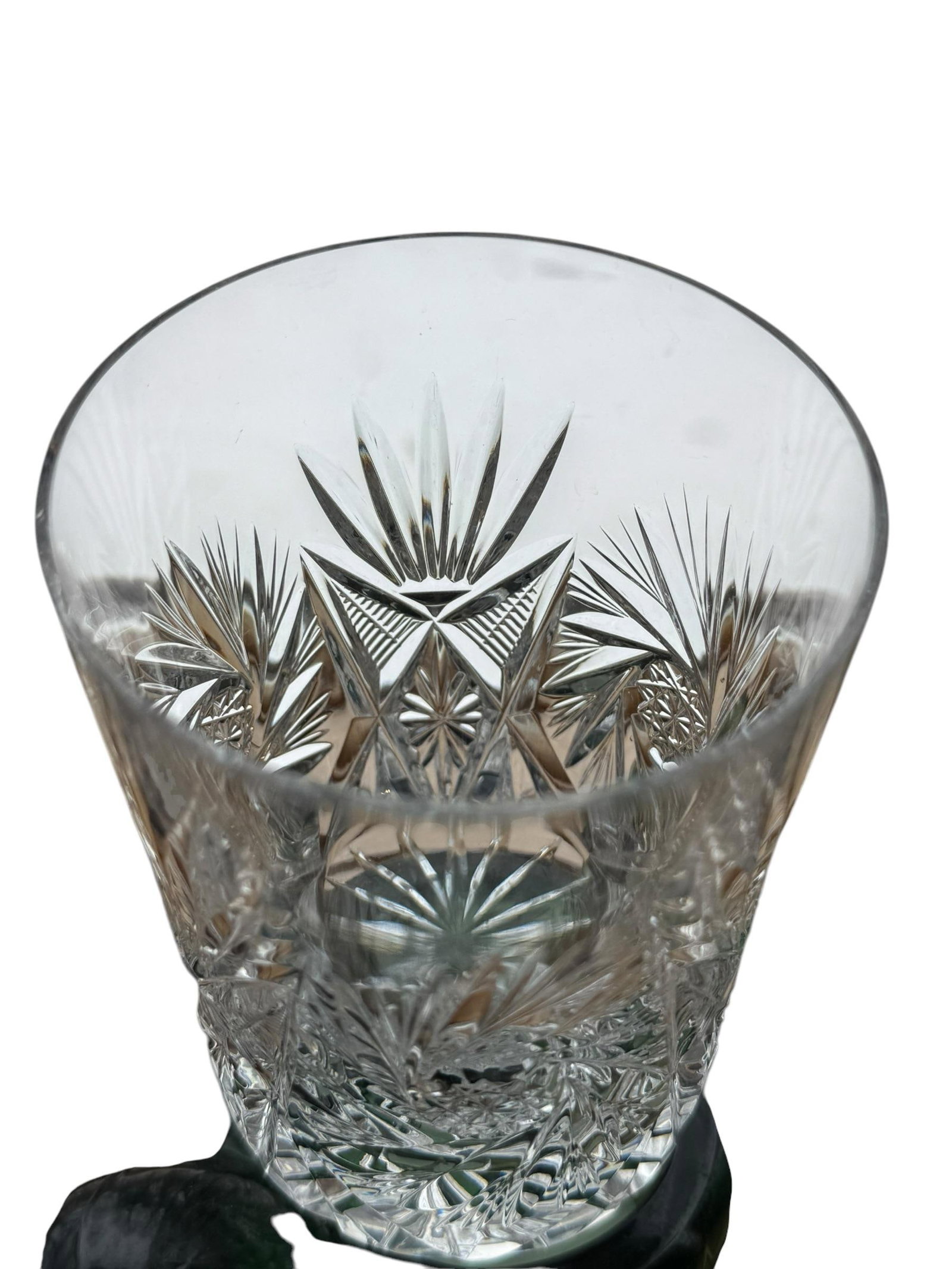 Antique Crystal Low Ball Glass Barware Jd Bergen Golf Pattern - 4