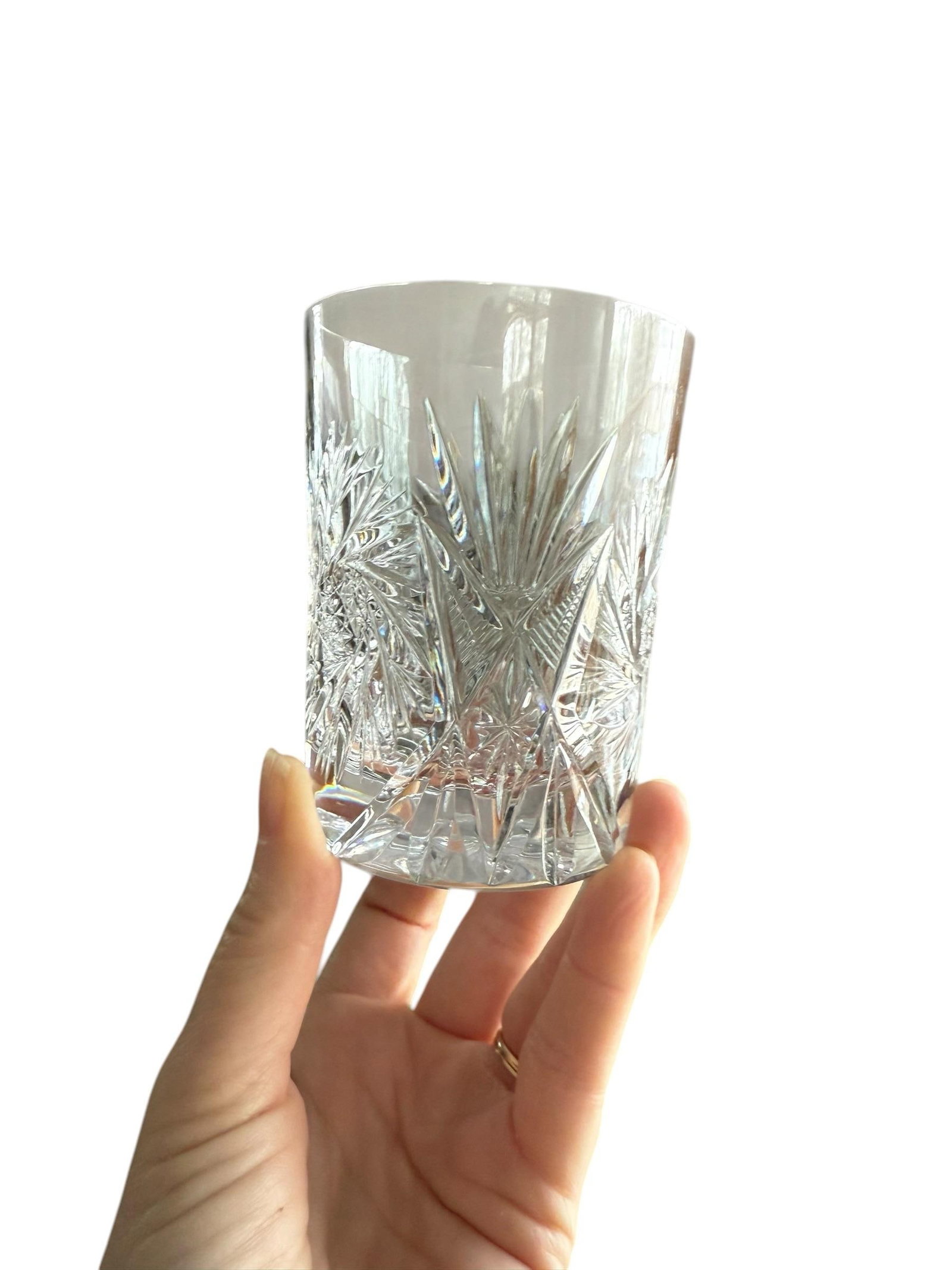 Antique Crystal Low Ball Glass Barware Jd Bergen Golf Pattern - 8