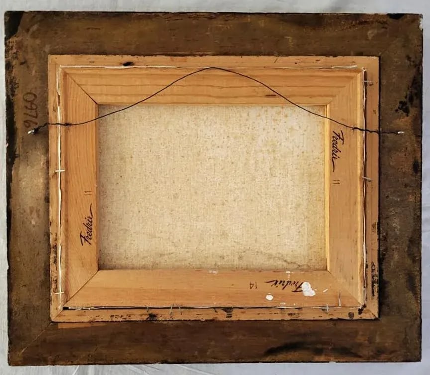 Antique French Signed Oil Painting Mouse on Artist Palette - Signed Friday - 6