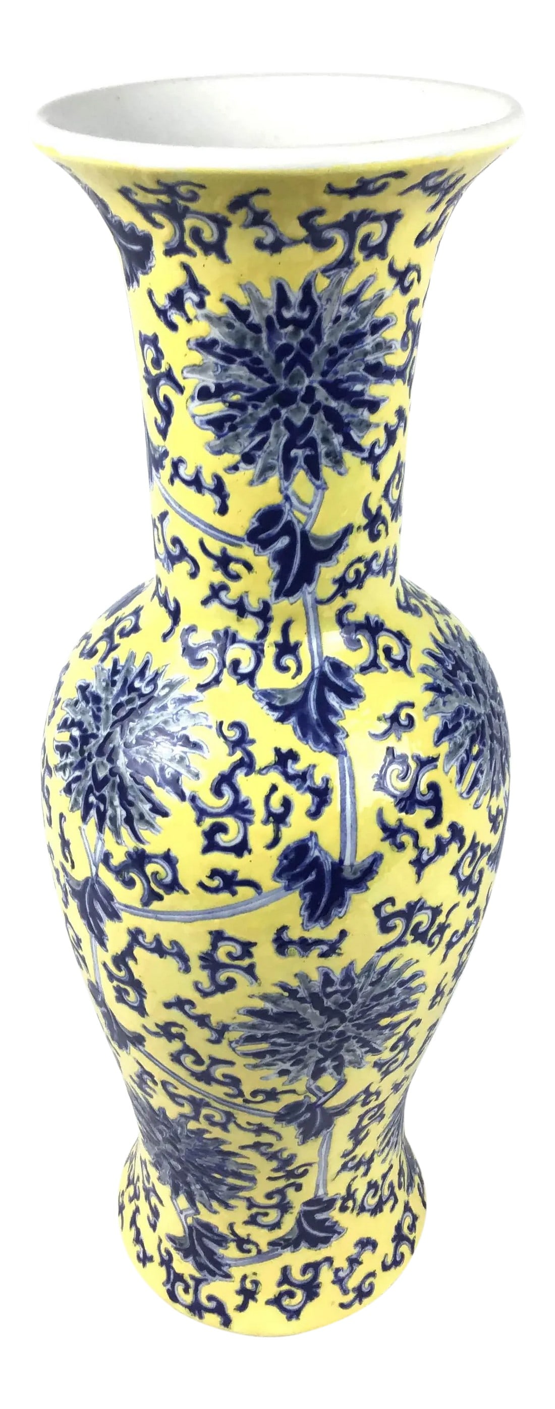 Vintage Chinese Porcelain Yellow & Blue Vase (1 of 11)
