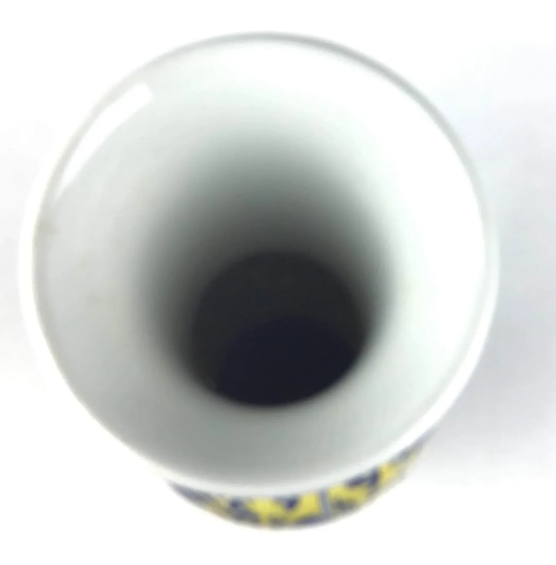 Vintage Chinese Porcelain Yellow & Blue Vase - 5