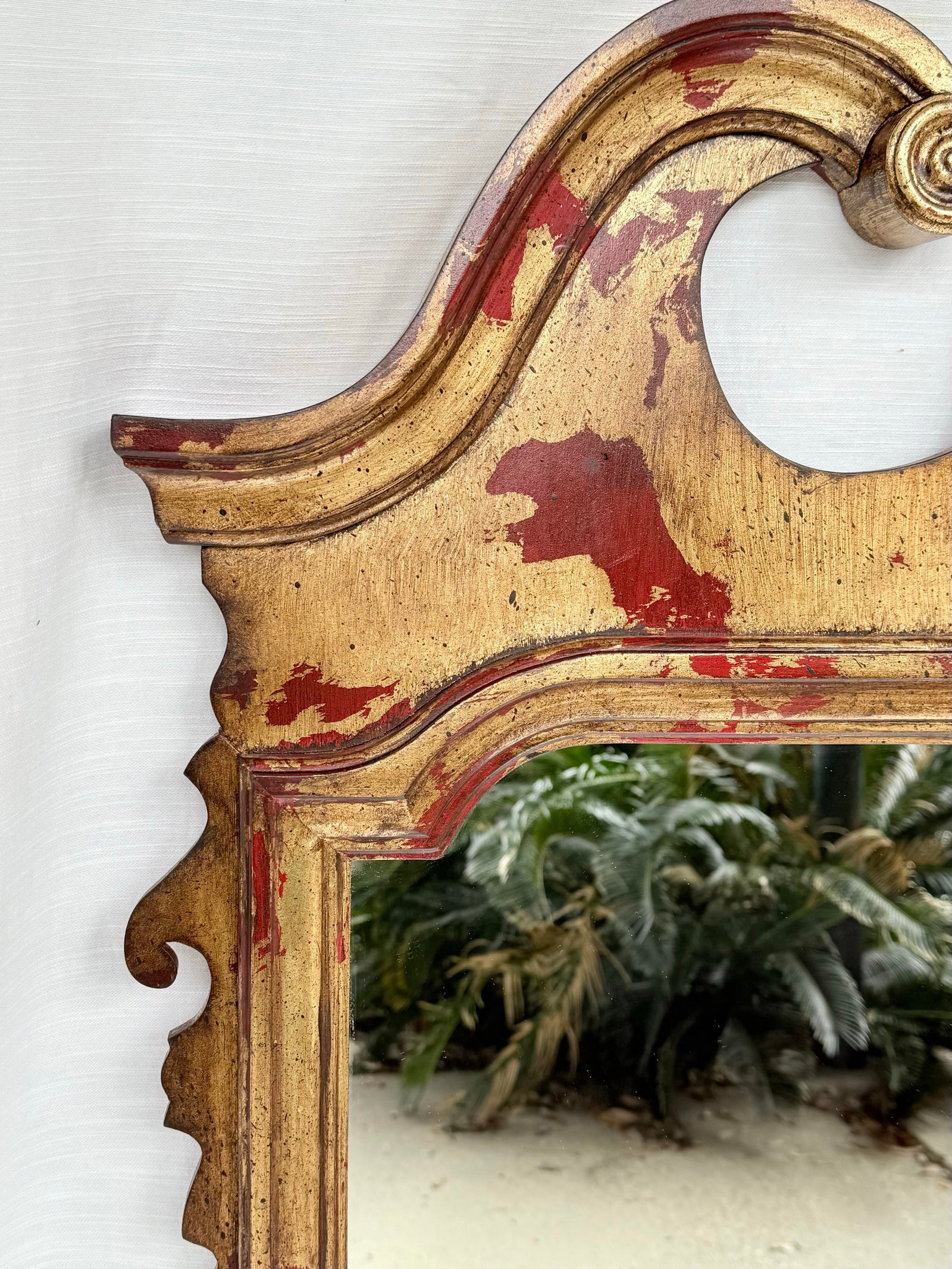 Vintage Regency Style Red Parcel Gilt Chippendale Wall Mirror Inspired by Tony Duquette and LaBarge - 6
