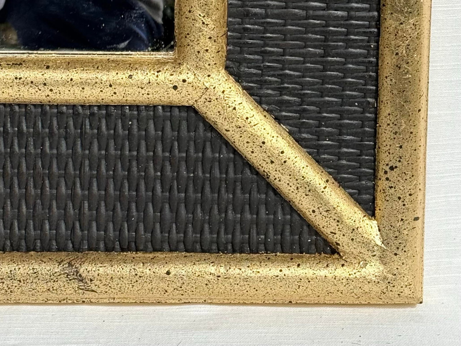 Vintage Mid-Century Customized Black Hand Gilt Wicker and Rattan Wall Mirror in the Style of Karl Sp - 3