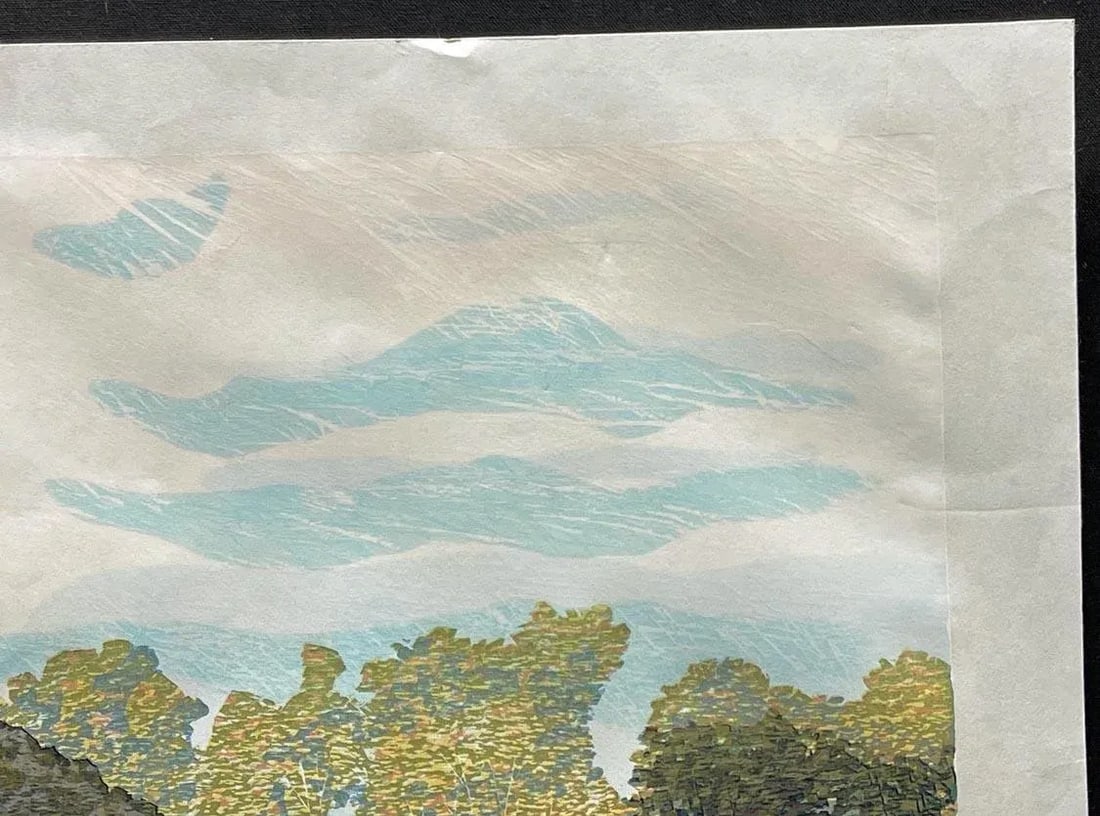 1980s Gordon Mortensen "Autumn Birch" Hand Signed Woodcut Reduction Art Last One - 4