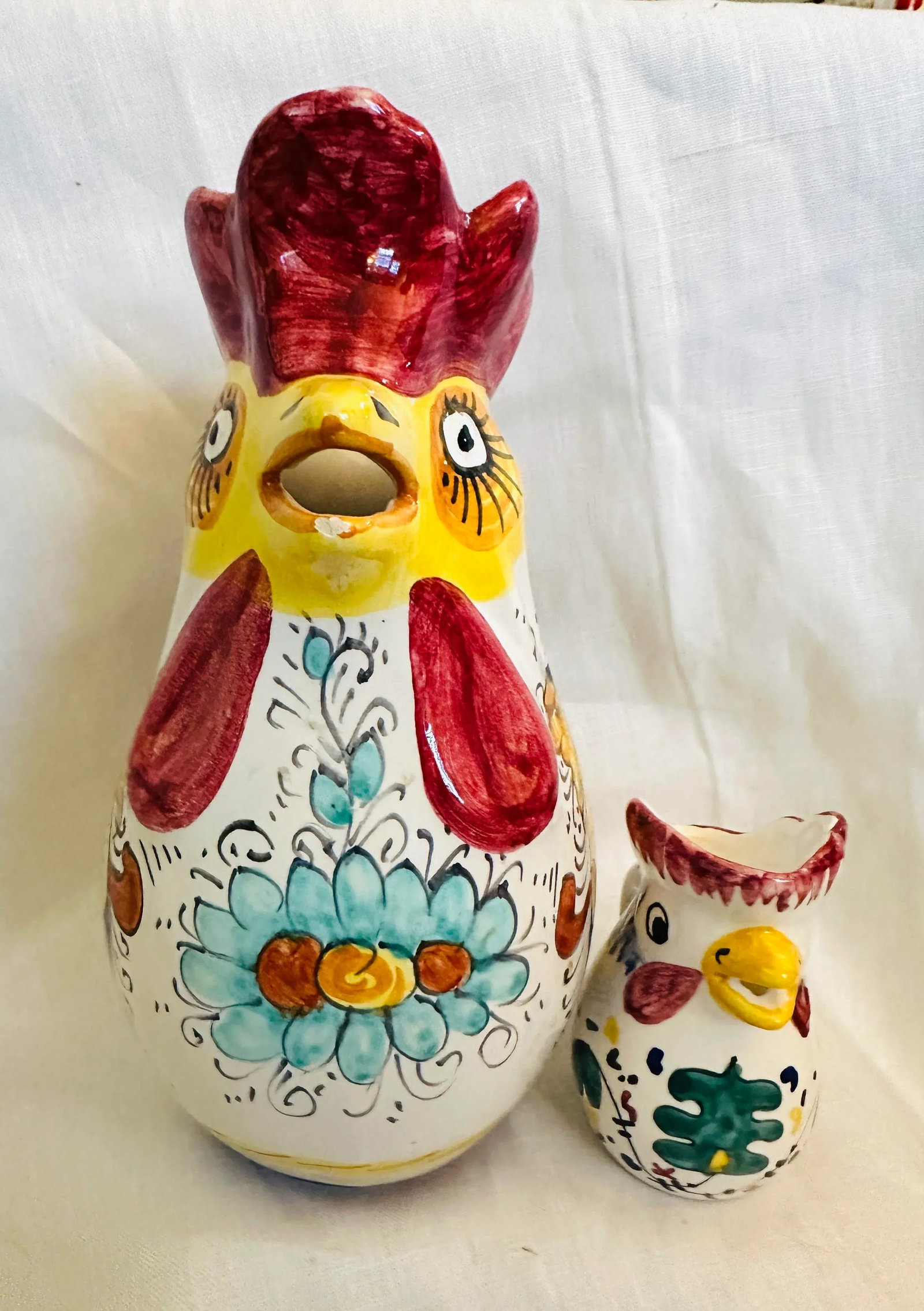 William Sonoma Rooster Pitcher + Mini-a Pair - 4