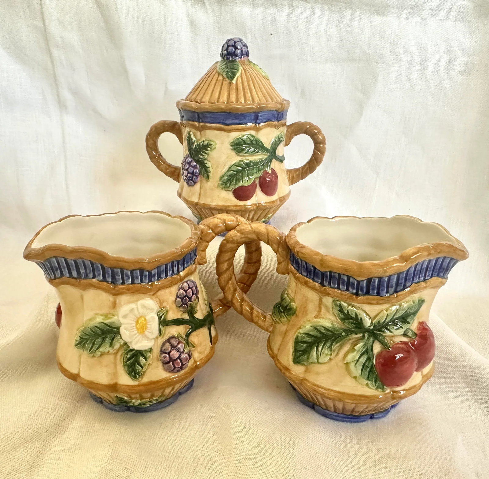 Fitz & Floyd "French Orchard" Tea Set of 5 - 9