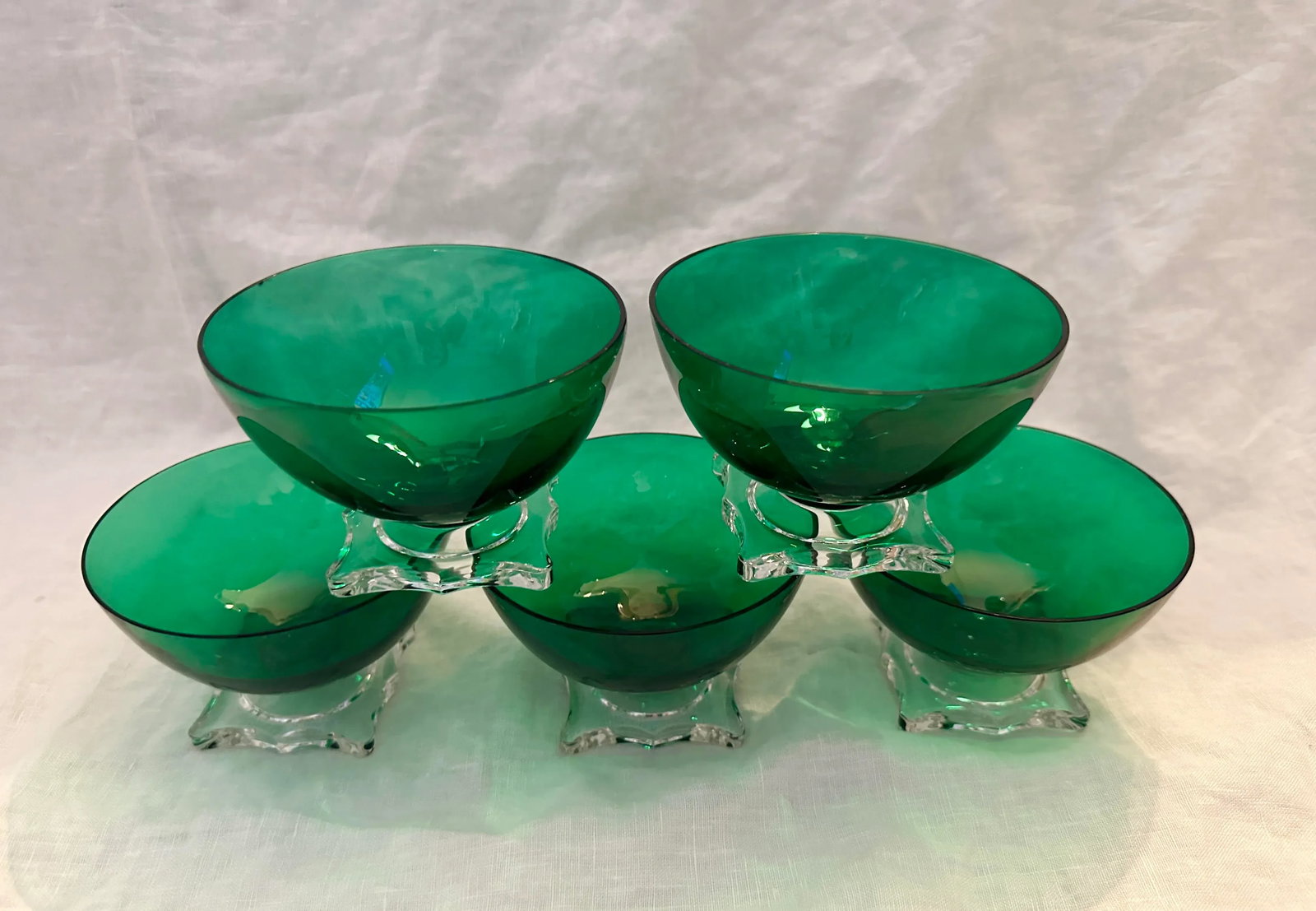Seneca Handblown Crystal "903 Green" Sherbet Cup-Set of 5 - 4