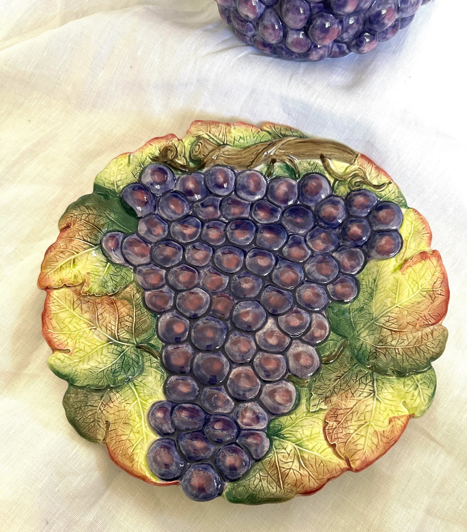 Fitz & Floyd Grape Pitcher W/Matching Cake Plate-a Pair - 6