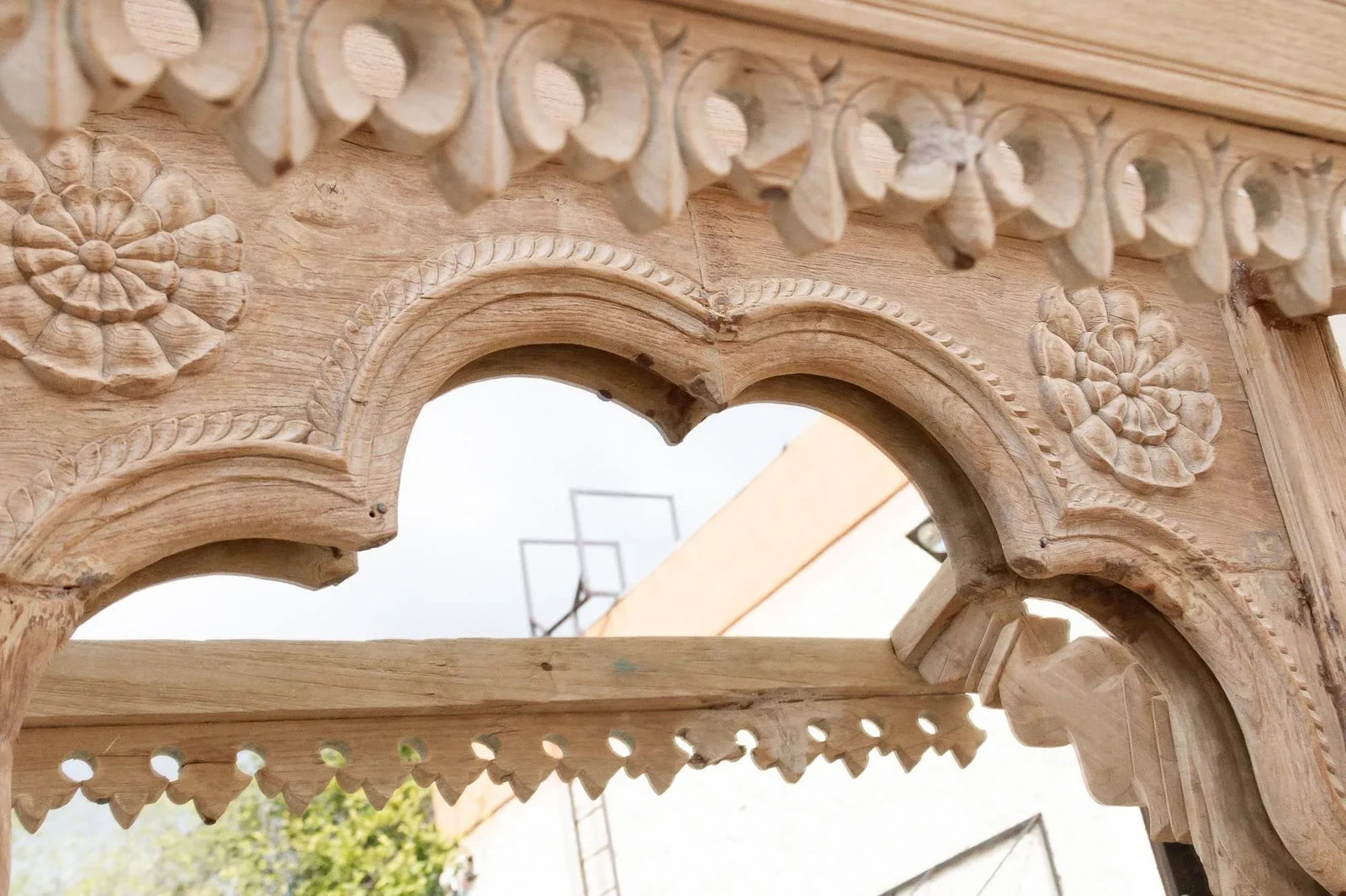 One-of-a-Kind Sun-Bleached Teak Arch Mirror - 8