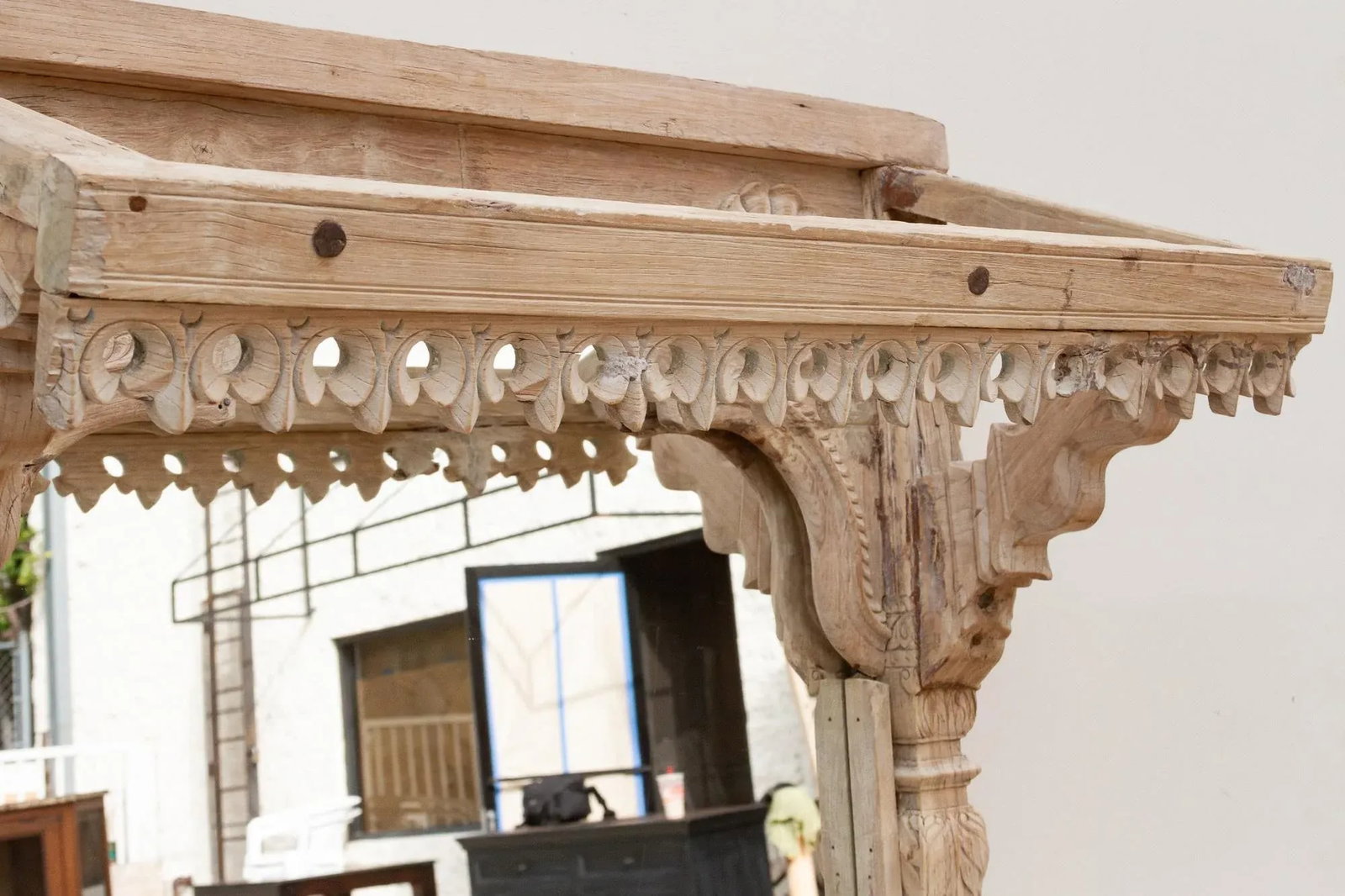 One-of-a-Kind Sun-Bleached Teak Arch Mirror - 9