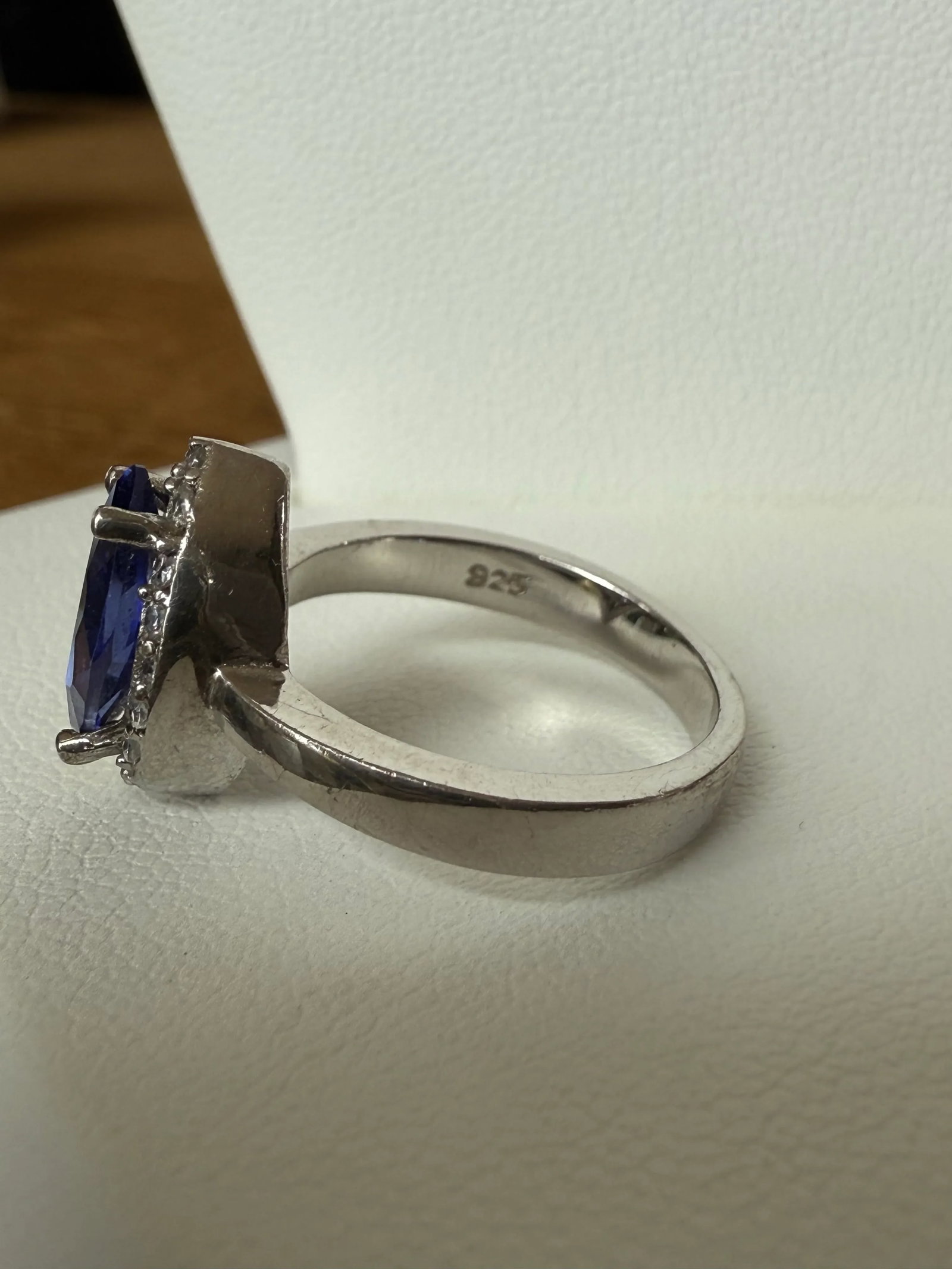 Tanzanite Marquis Cut Sterling Silver Cocktail Ring Cz Accents, Size 6.75 - 3