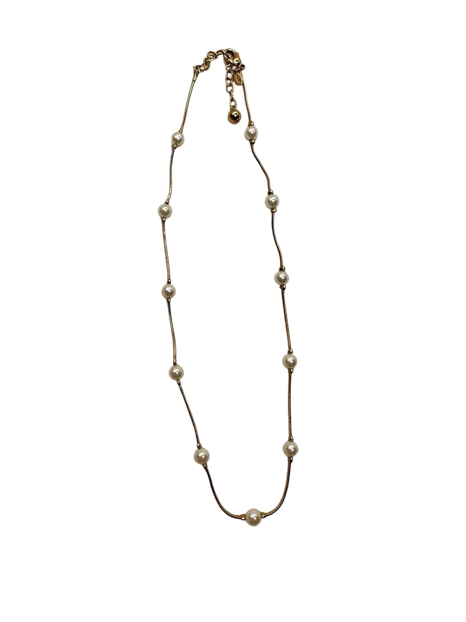 1990s Monet Pearl Goldtone Snake Chain Necklace - 9