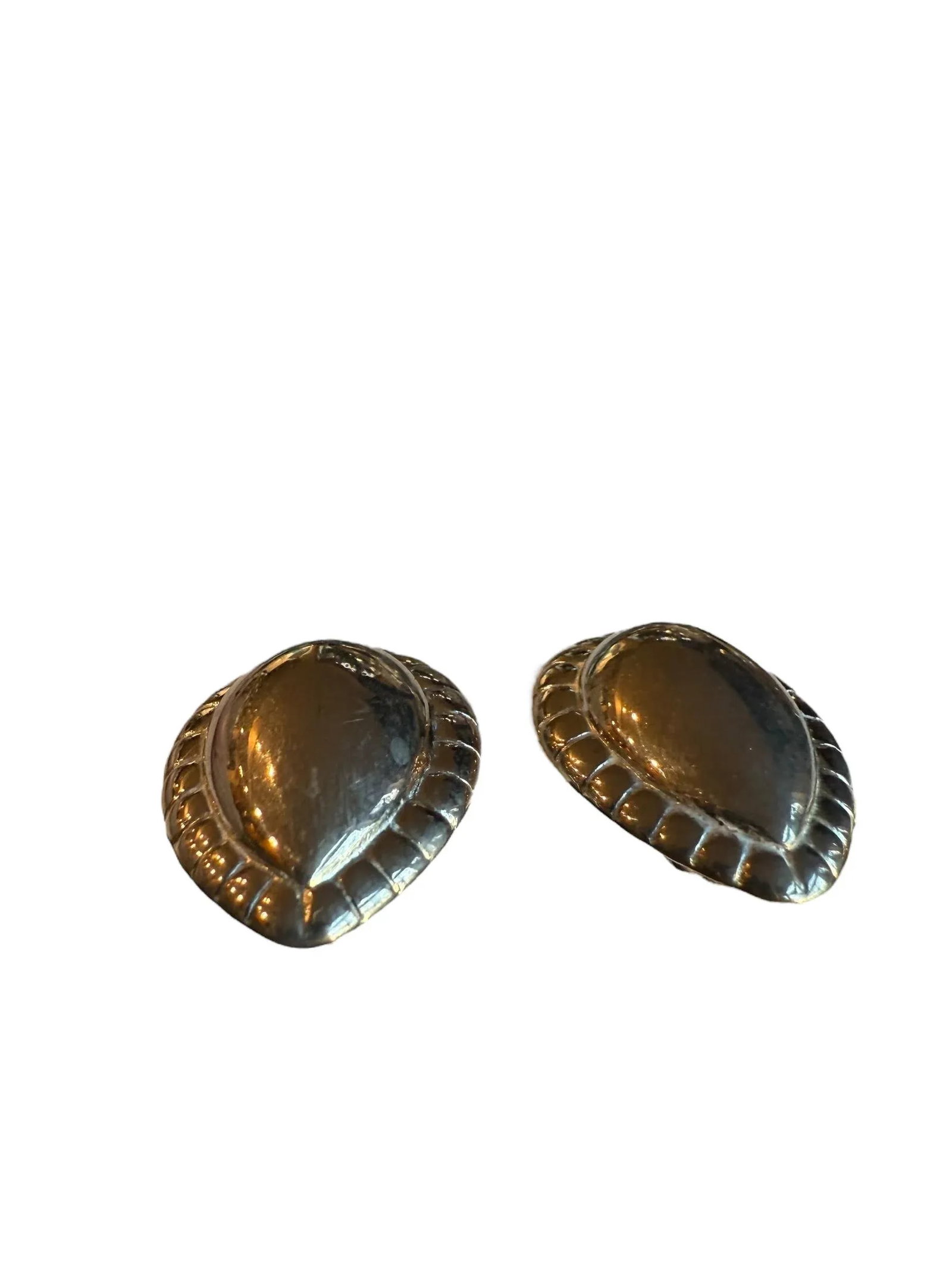 1980s Designer Ginnie Johansen Fashion Costume Silver Tone Teardrop Clip Earrings, A Pair - 2