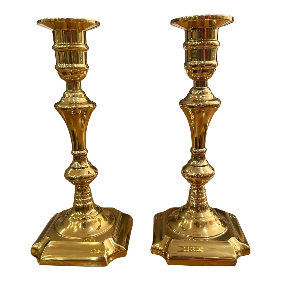 Solid Brass Candlesticks Made in Portugal Valsan Heirloom Collection 1970's -a Pair: Pair of solid brass candlesticks made in Portugal by Valsan. These are from their Heirloom Collection from the 1970s. They are heavy weighted with original label. Style 31163 Lacquered Finish Tarnish