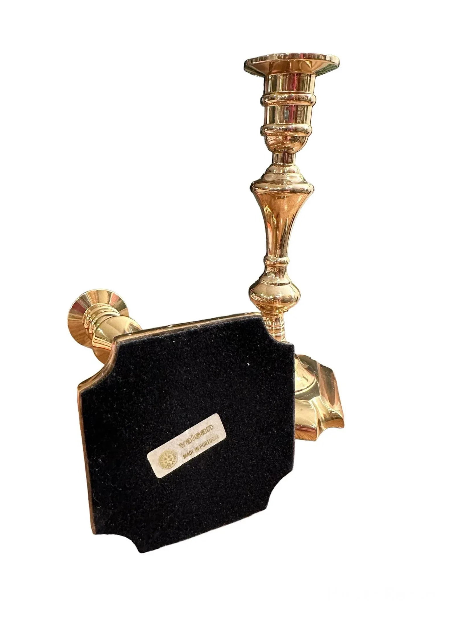 Solid Brass Candlesticks Made in Portugal Valsan Heirloom Collection 1970's -a Pair - 3