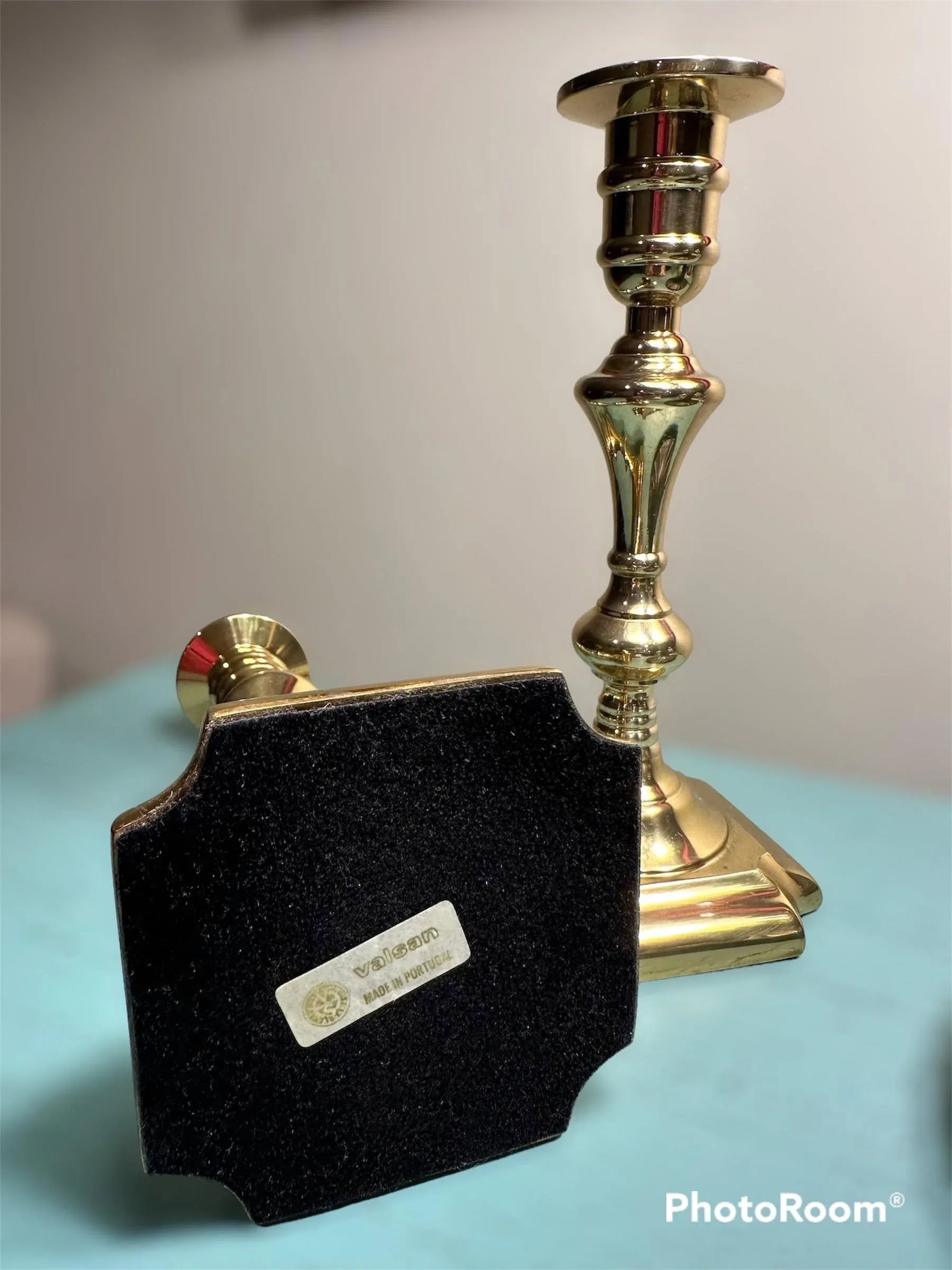 Solid Brass Candlesticks Made in Portugal Valsan Heirloom Collection 1970's -a Pair - 6