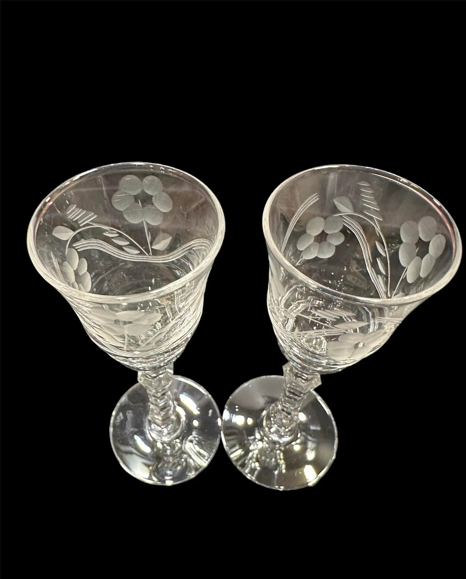 Vintage Crystal Hand Cut Rock Sharpe Cordials- Set of 2 - 2