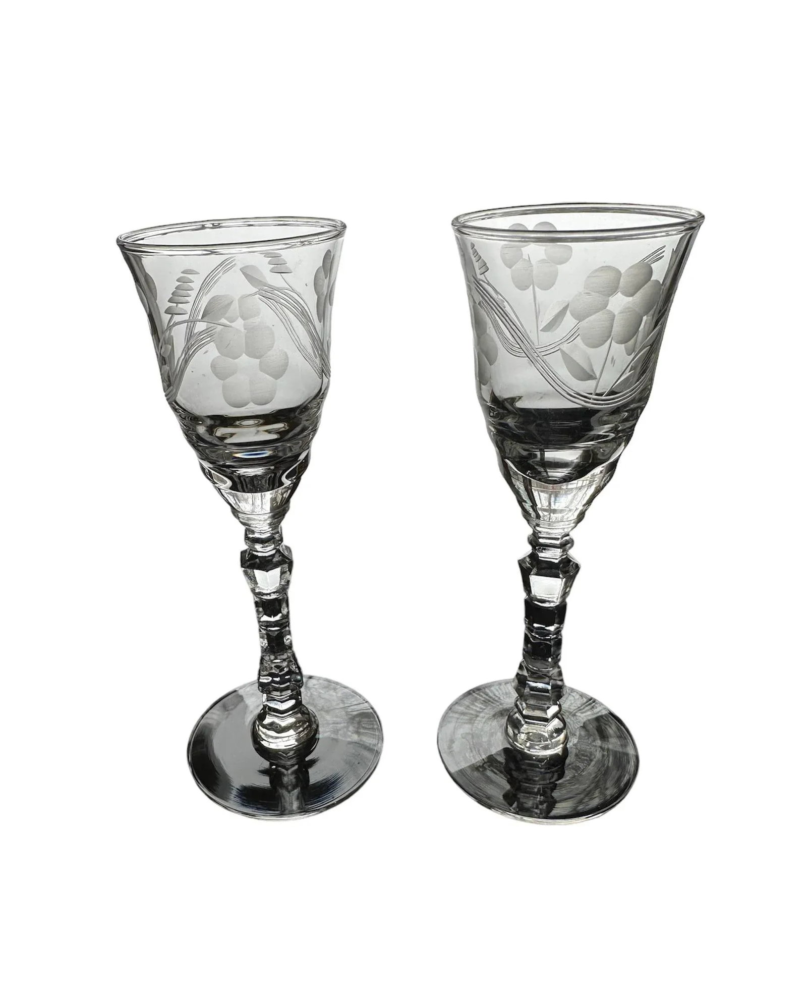 Vintage Crystal Hand Cut Rock Sharpe Cordials- Set of 2 - 7
