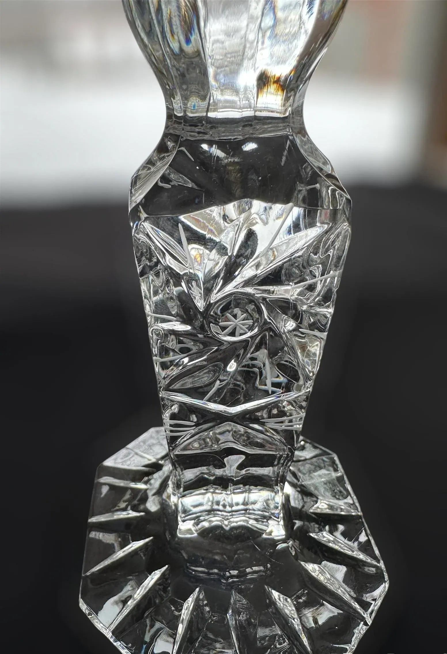 Vintage Crystal Glass Candlestick Holder by Swarton Poland - 2