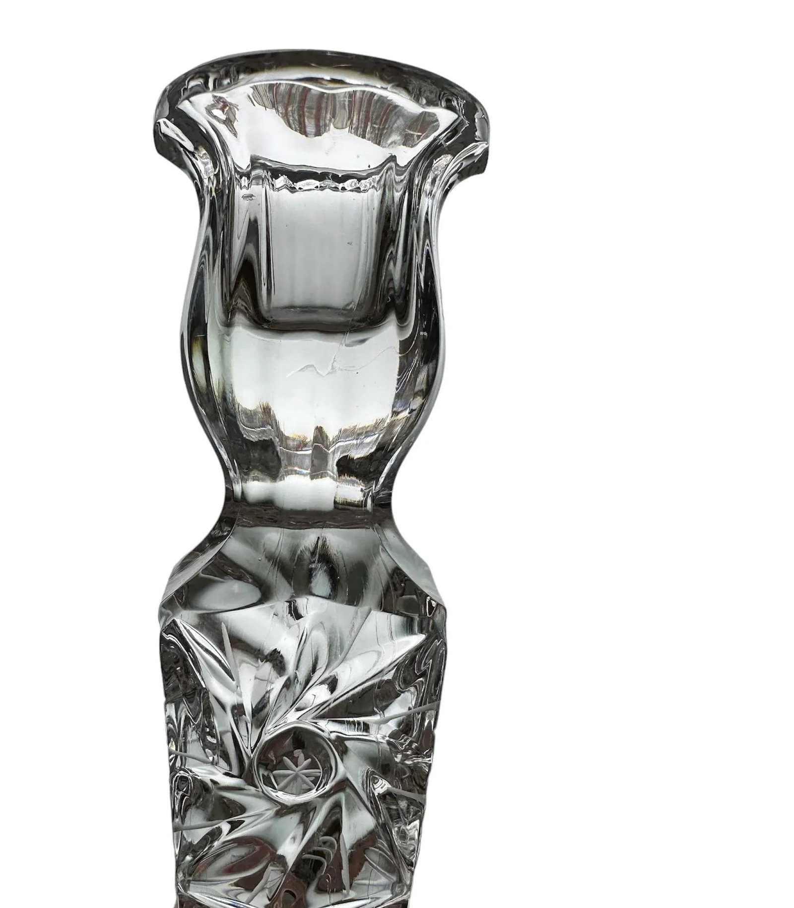 Vintage Crystal Glass Candlestick Holder by Swarton Poland - 3