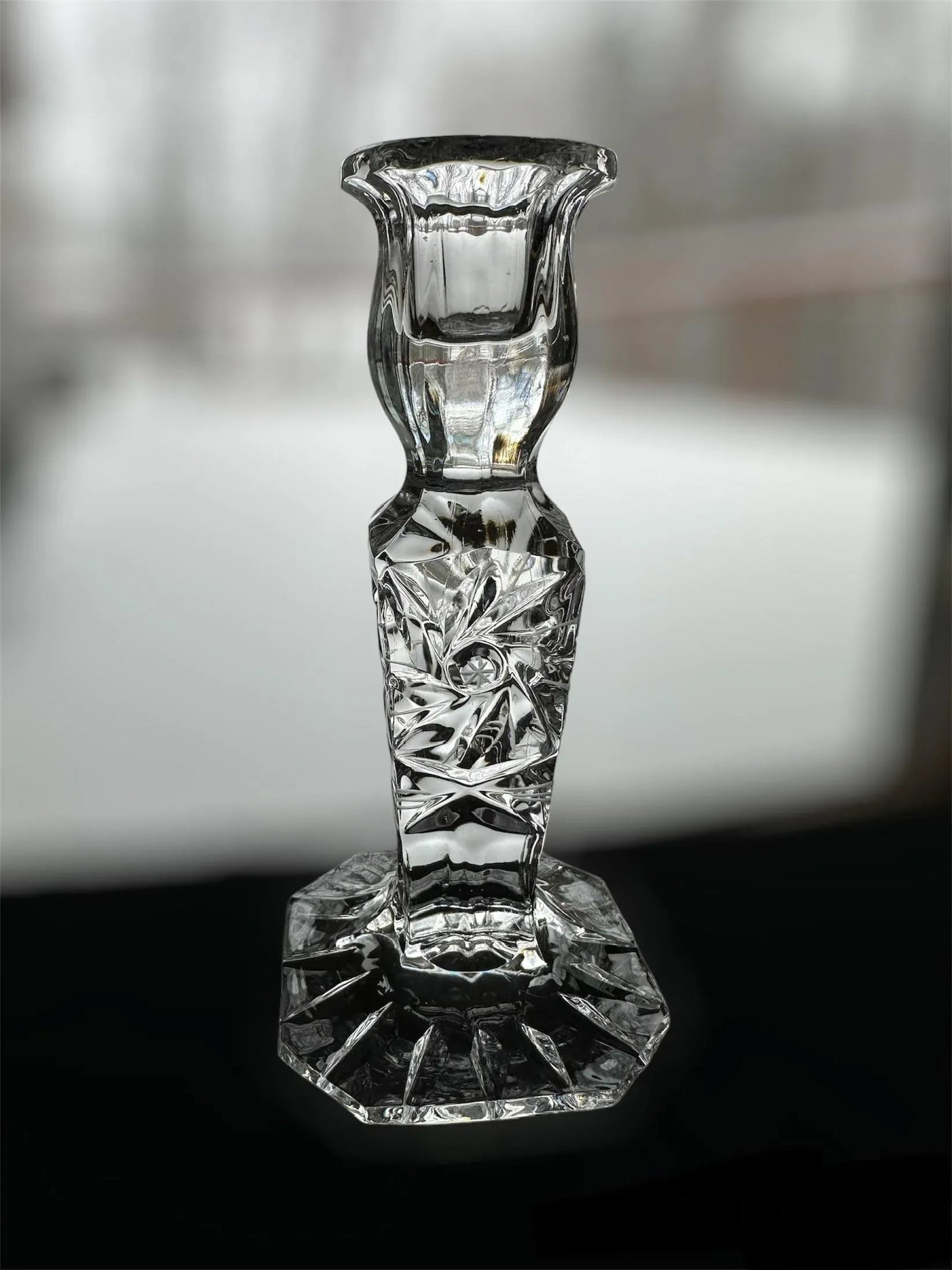 Vintage Crystal Glass Candlestick Holder by Swarton Poland - 4