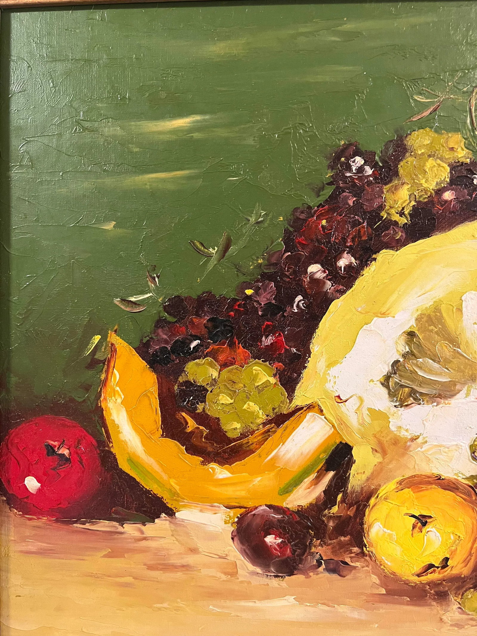 Vintage Mid-Century Outsider Art Framed Still Life Painting of Sliced Fruit Artist Signed - 4