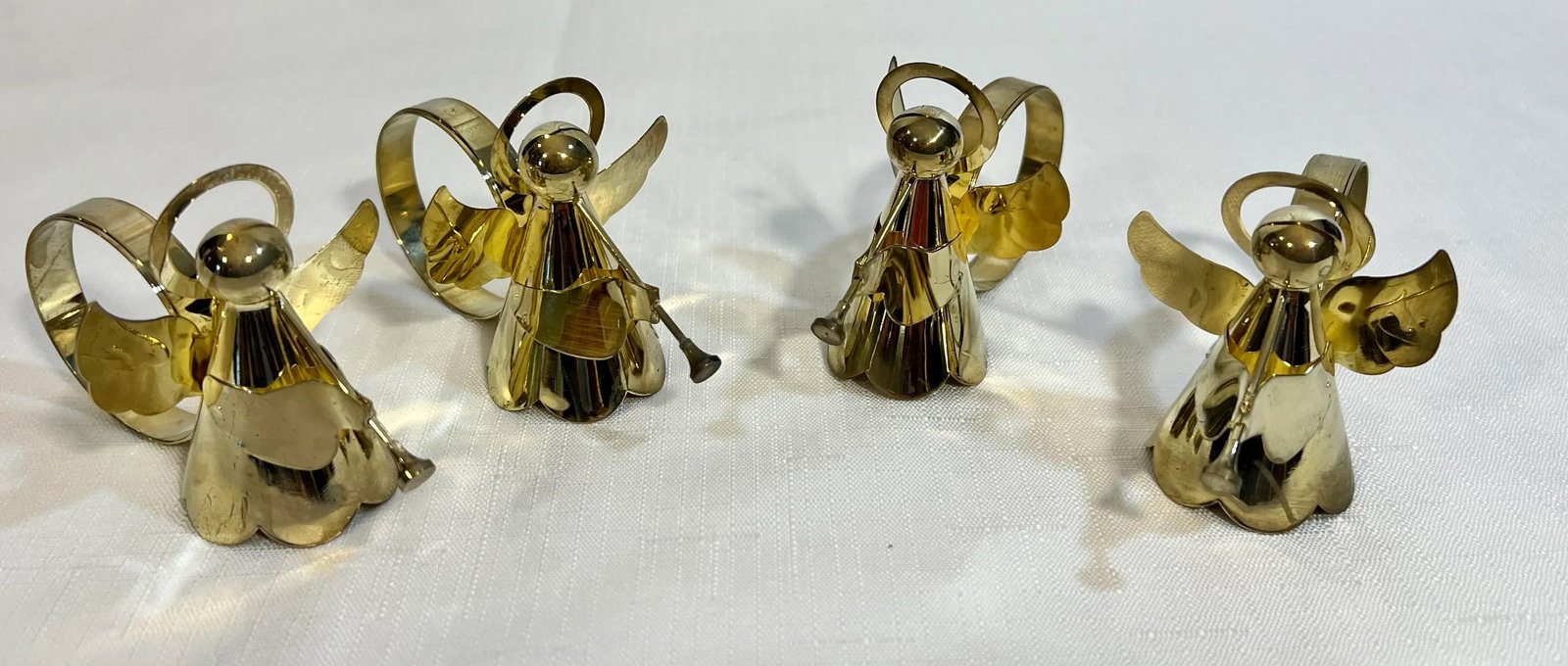Vintage Holiday Polished Brass Angel Napkin Rings - Set of 4 - 2