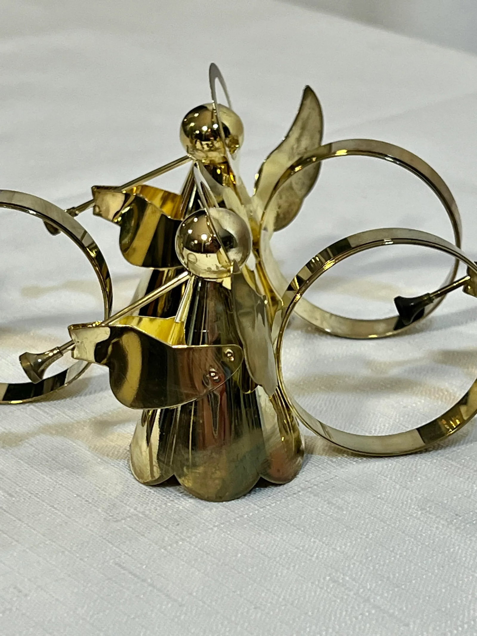 Vintage Holiday Polished Brass Angel Napkin Rings - Set of 4 - 7