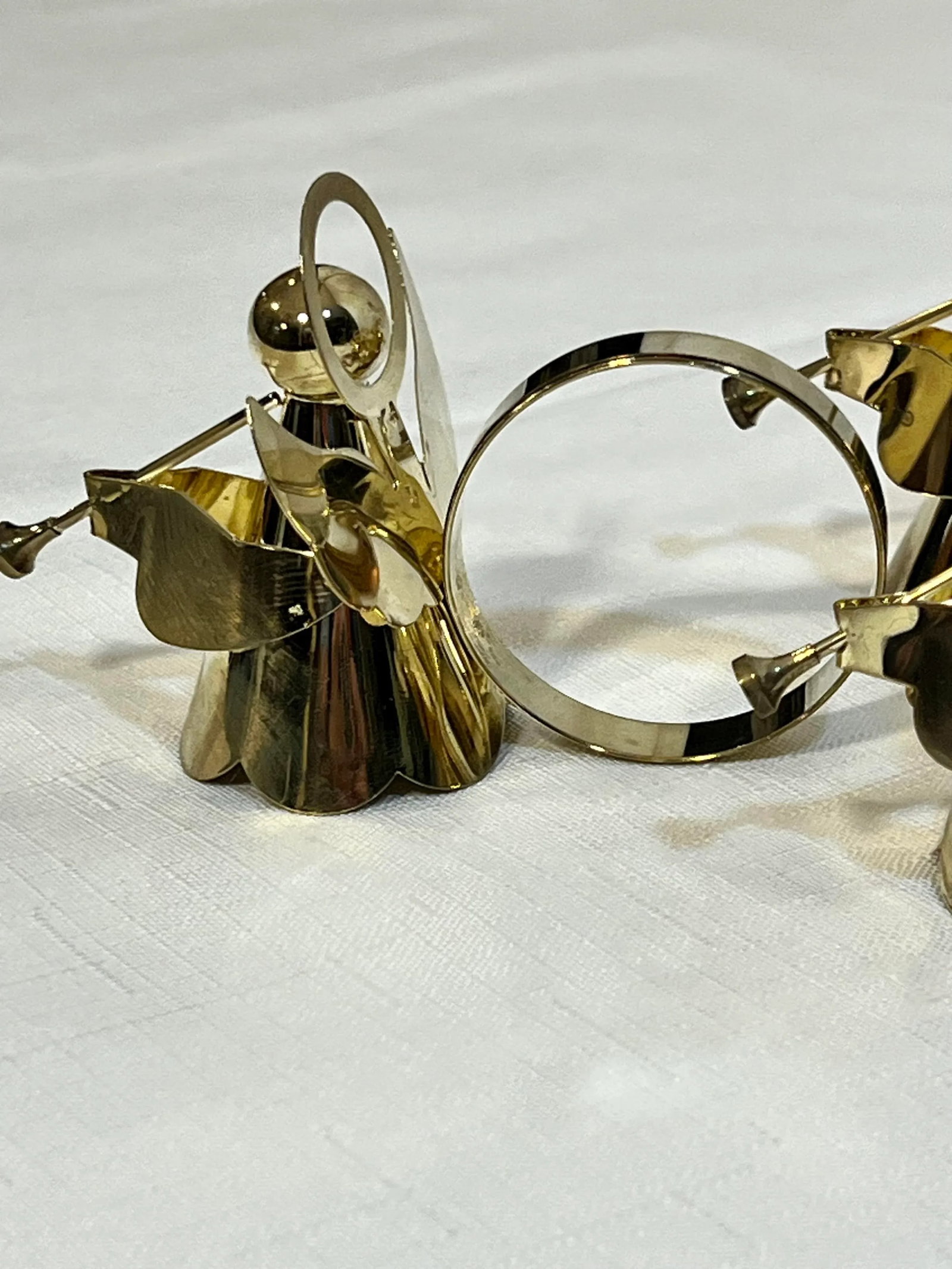Vintage Holiday Polished Brass Angel Napkin Rings - Set of 4 - 8