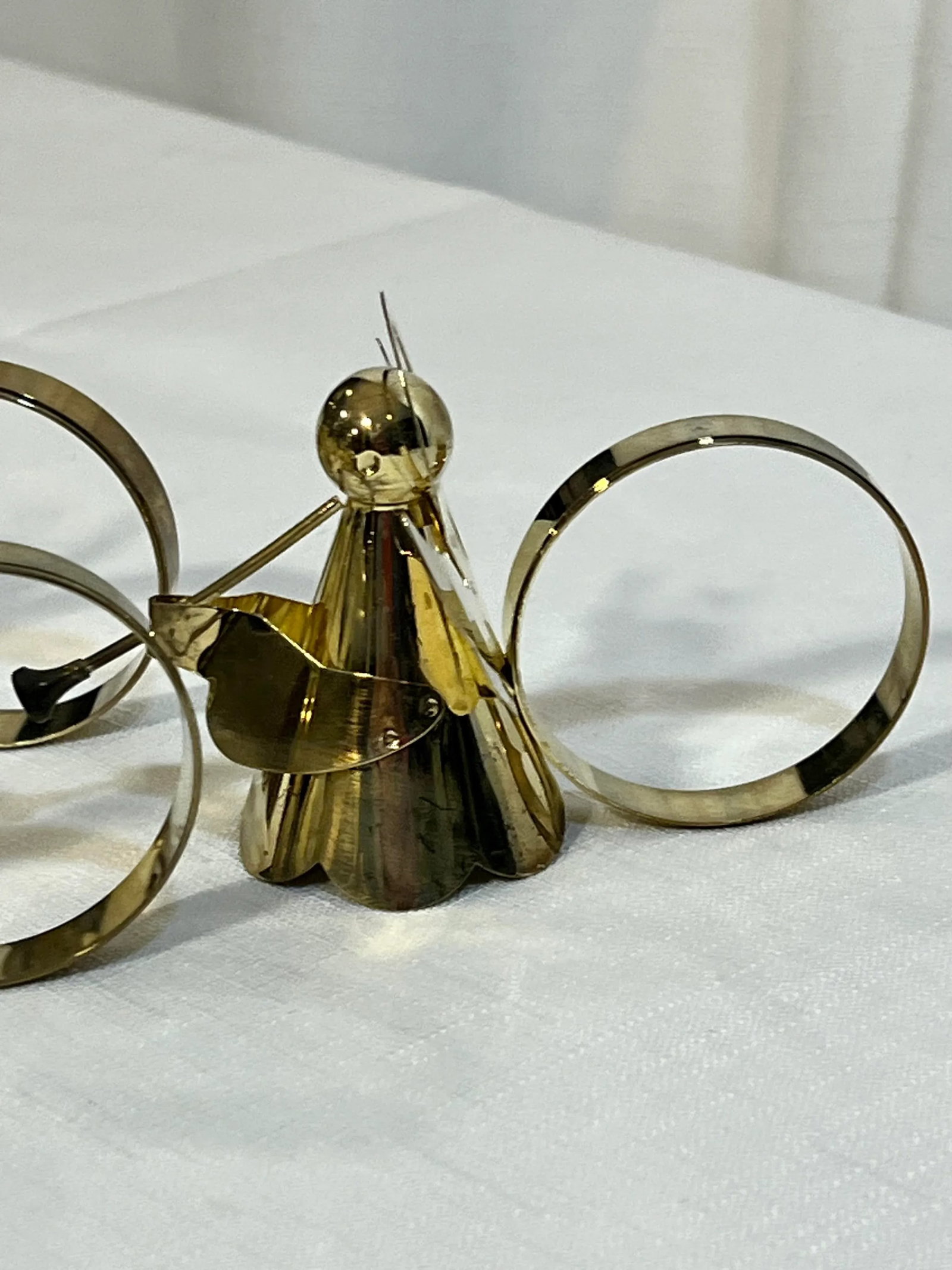 Vintage Holiday Polished Brass Angel Napkin Rings - Set of 4 - 9