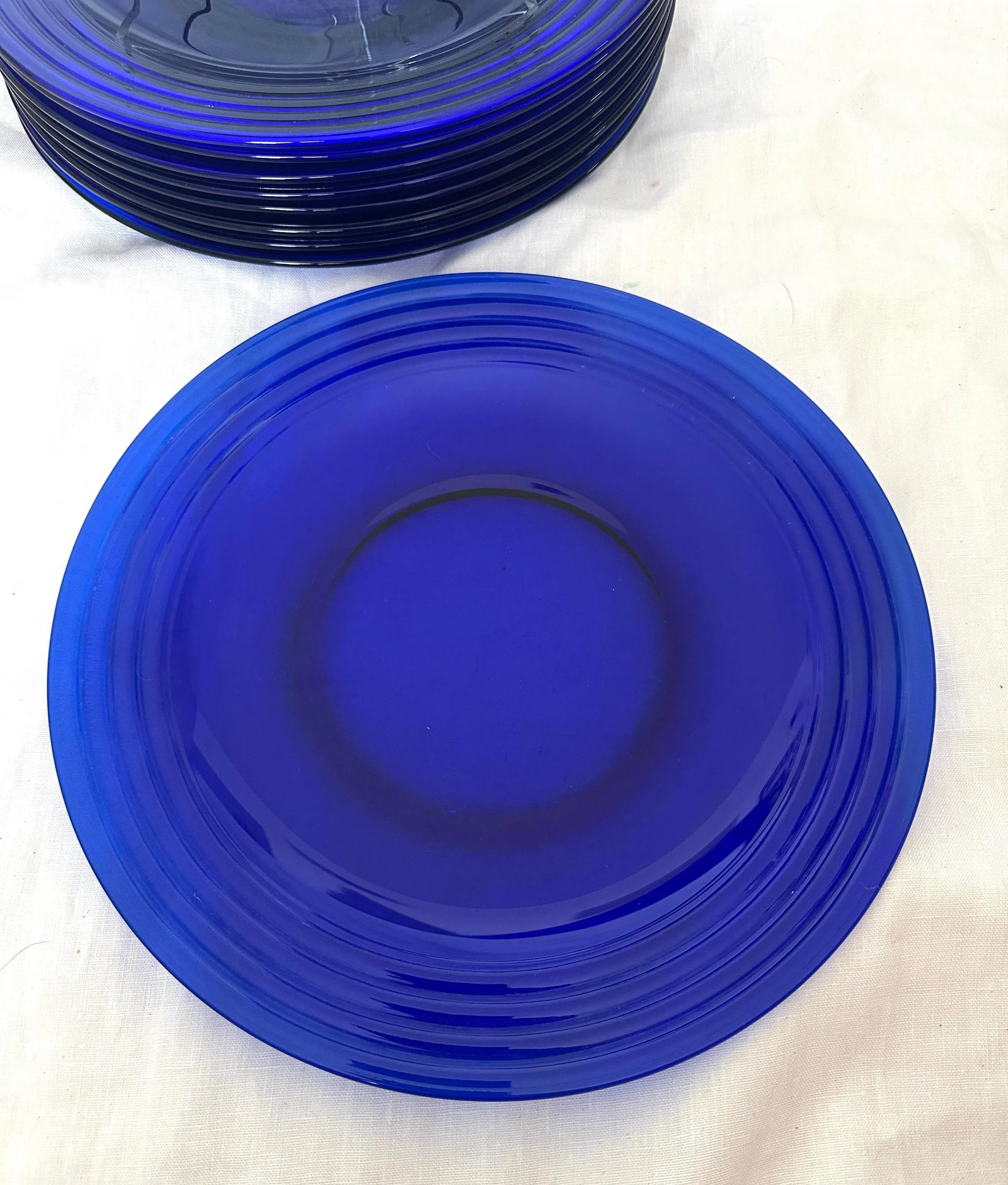 Bormioli Rocco "Forum" Sapphire Blue Rimmed Dinner Plates-Set of 8 - 5