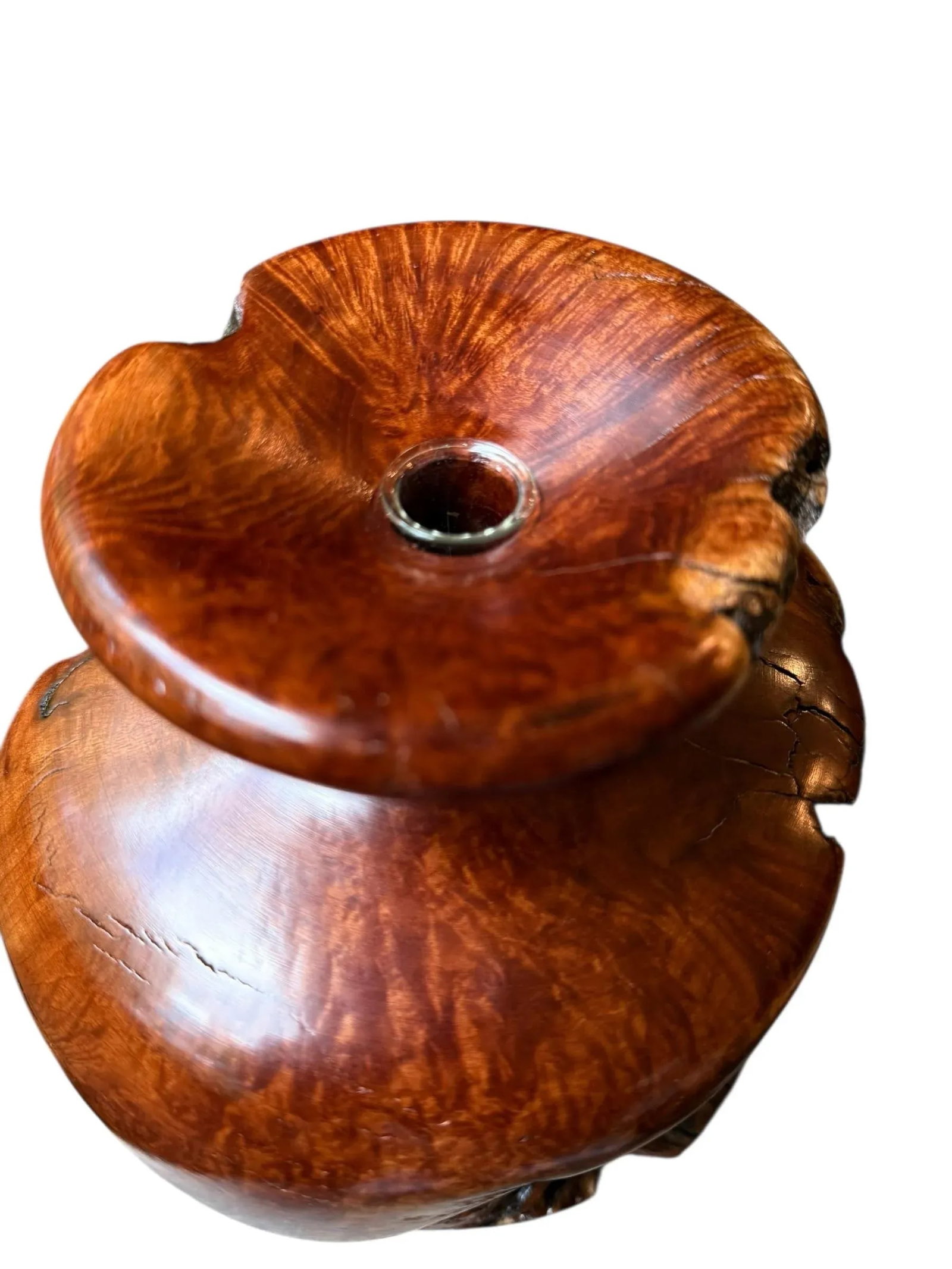 Vintage Large Burlwood Hand Turned Brutalist Art Vase - 3