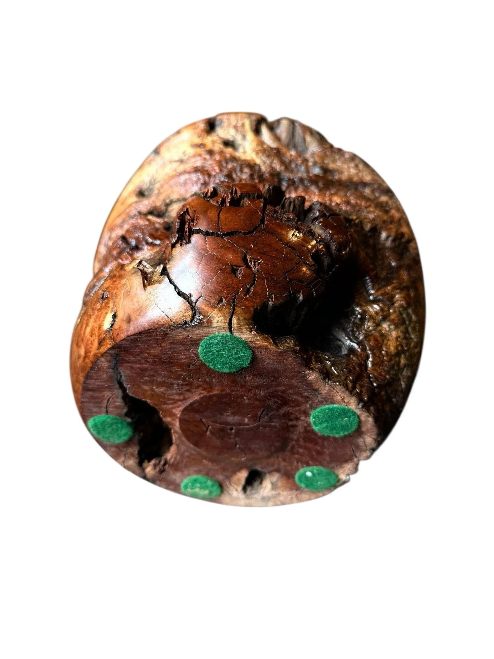 Vintage Large Burlwood Hand Turned Brutalist Art Vase - 9