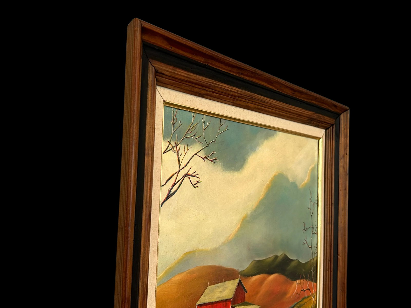 1970s Vintage Expressive Pastoral Landscape Oil on Canvas, Signed Beal (1975), Framed, Blues, Reds - 4