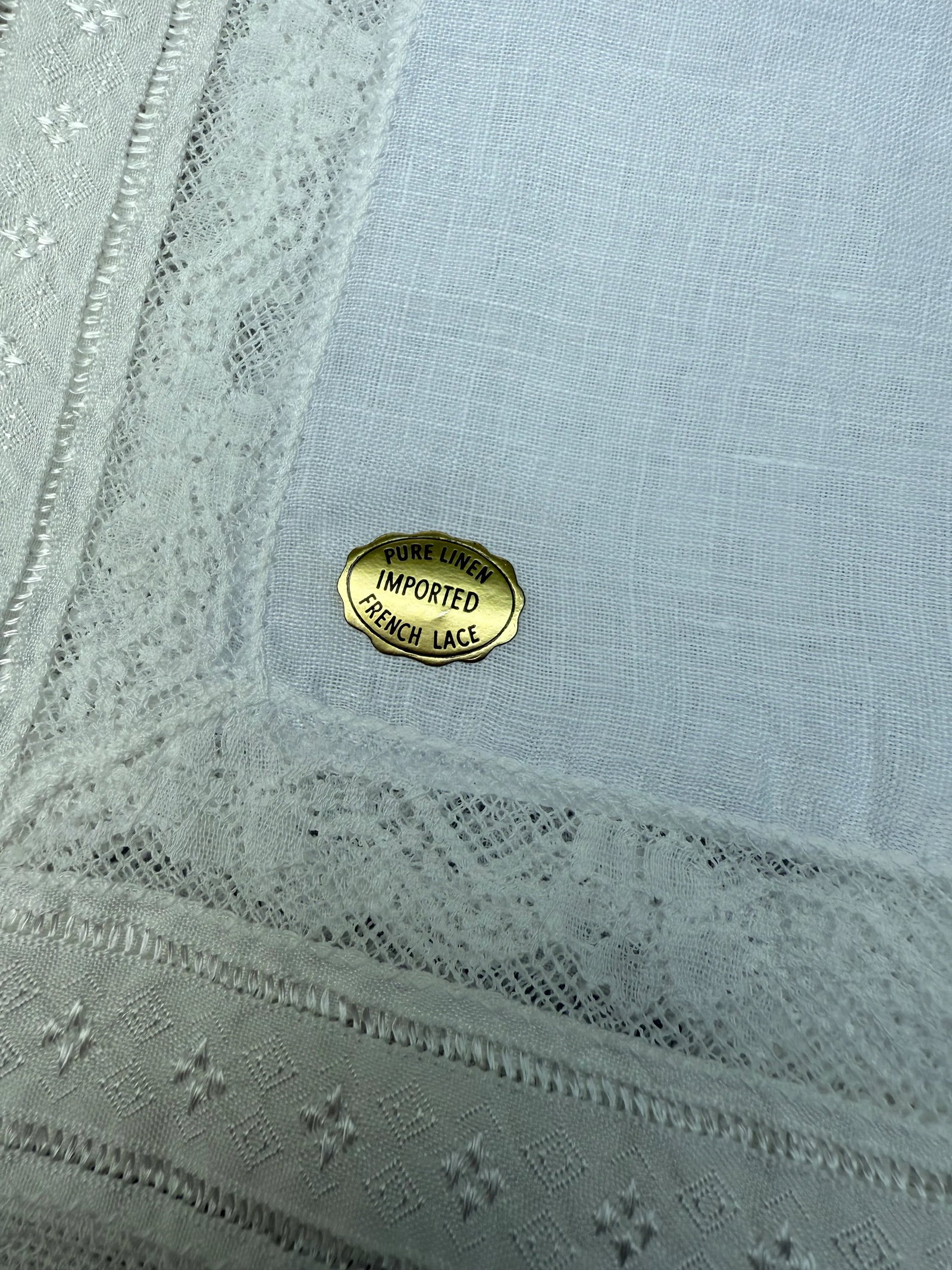 Mid 20th Century Pure Linen Imported French Lace Handkerchief- A Matching Pair - 2