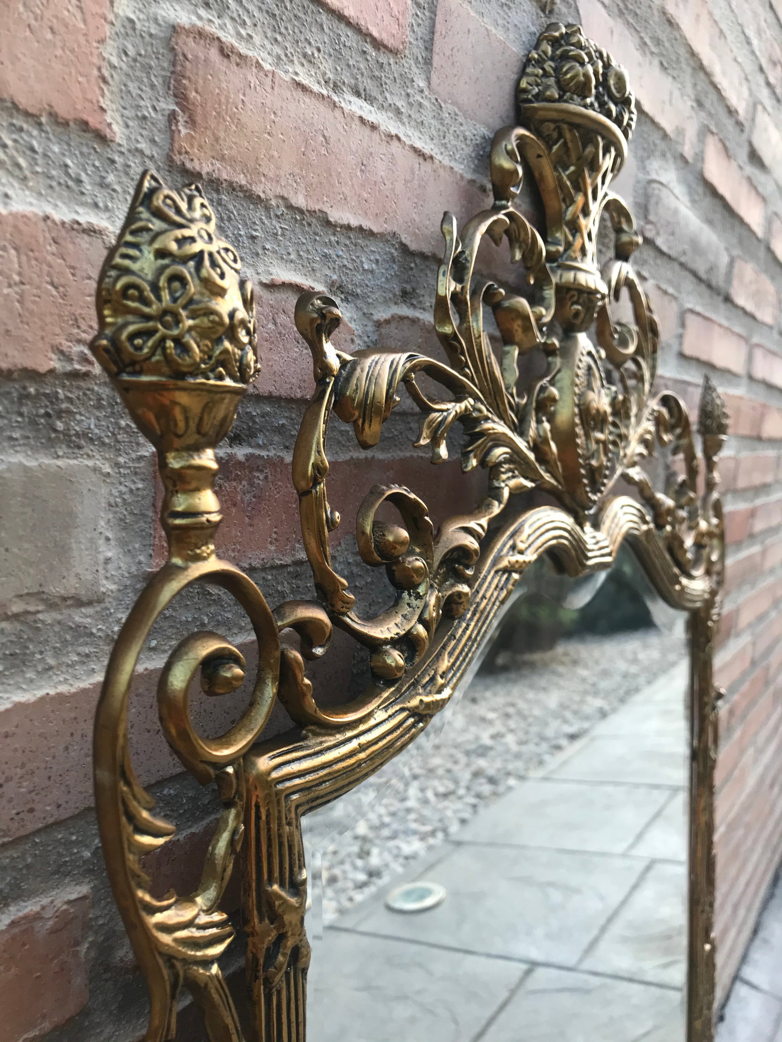 19th French Baroque Handmade Bronze Mirror With Reliefs - 7