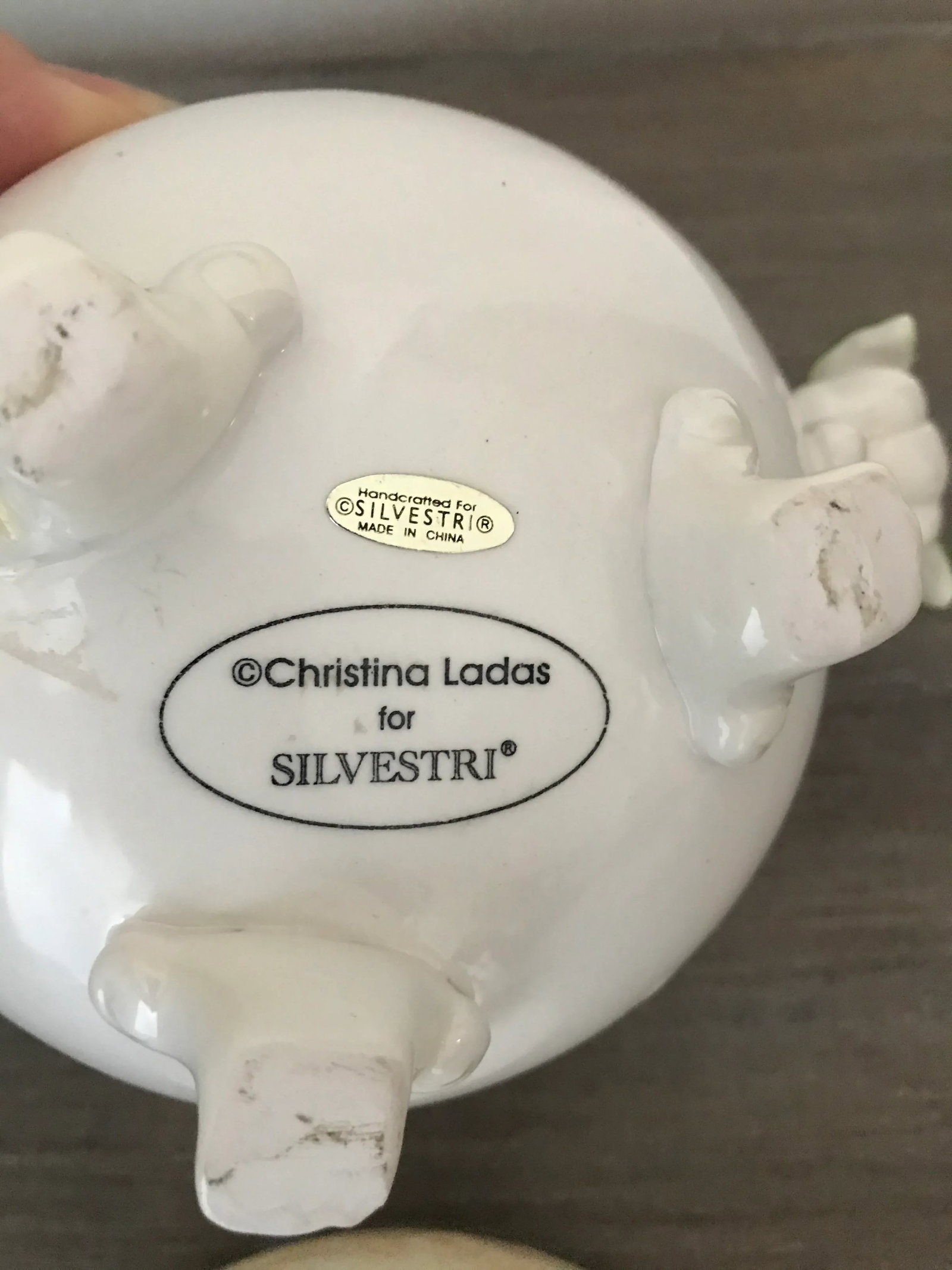 Vintage Christina Ladas for Silvestri Hand Painted Rose Trinket Dish - 7