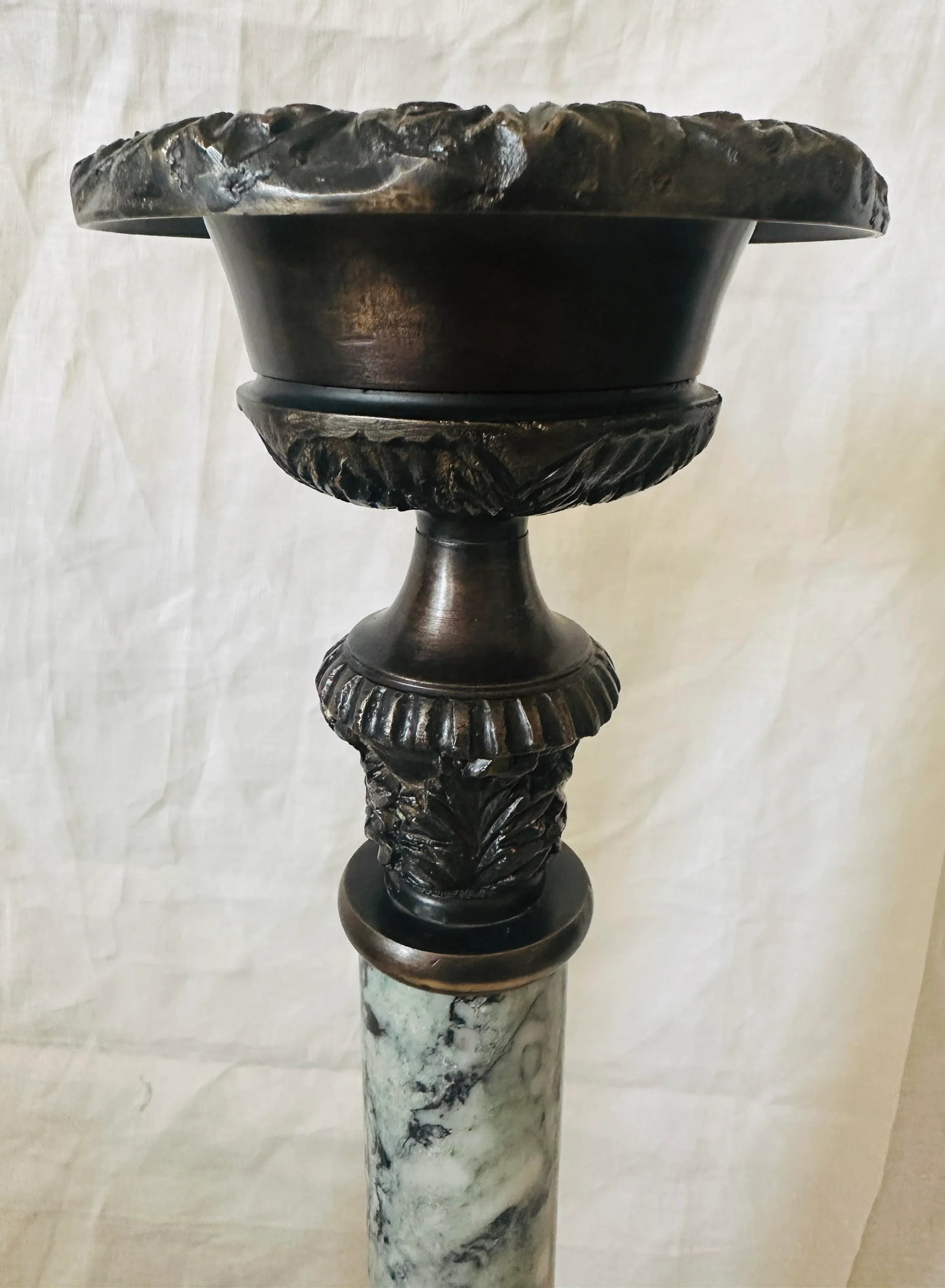 Pair of Large Bronze/ Marble Empire Style Candle Holders - 3