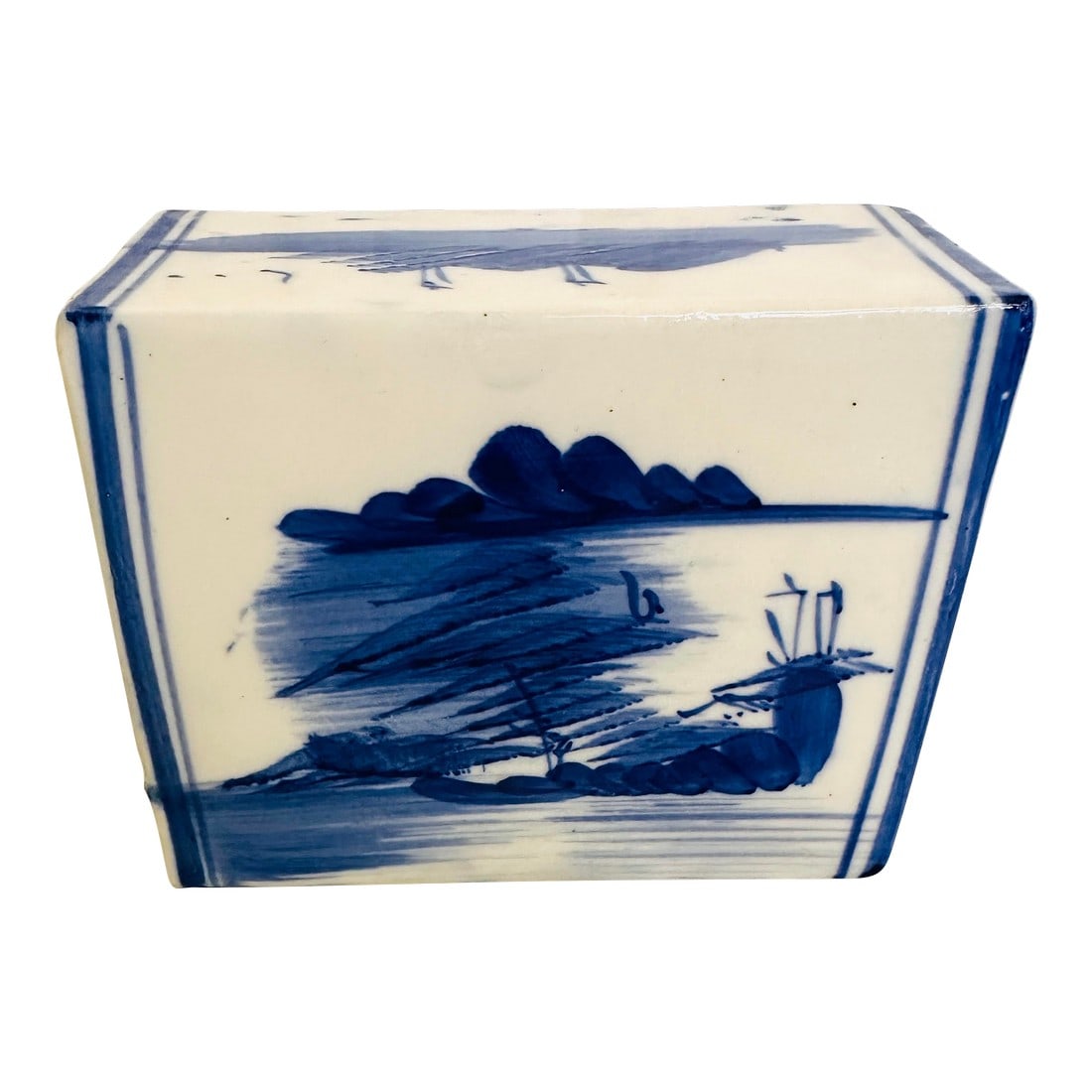 Antique Chinese Blue & White Porcelain Pillow Brick: Antique Chinese Blue & White Porcelain Pillow Brick, great for decoration, book end or vase. 5.75in h x 4.25in w x 2.5in d Make sure to follow me, I have flash sales for my followers only F4, 132 