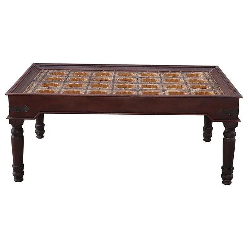Solid Wood 8 Seater Dinning Table |Handmade Distressed Brown Table |Vintage Aged 31.5 Inch Long Dini - 4