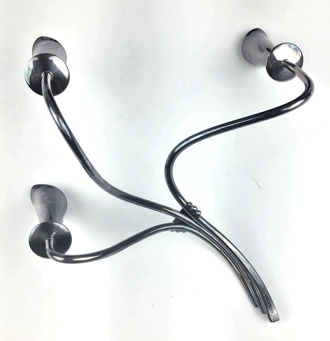 1970s Hans Jenson Silver Mid Century Modern Candle Holders - 10