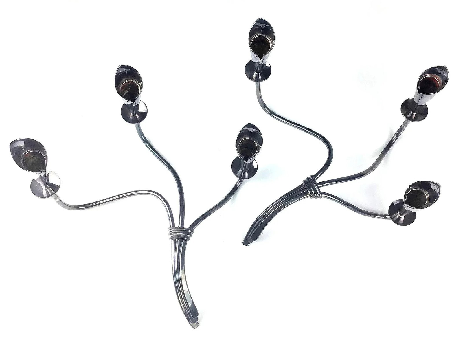 1970s Hans Jenson Silver Mid Century Modern Candle Holders - 13